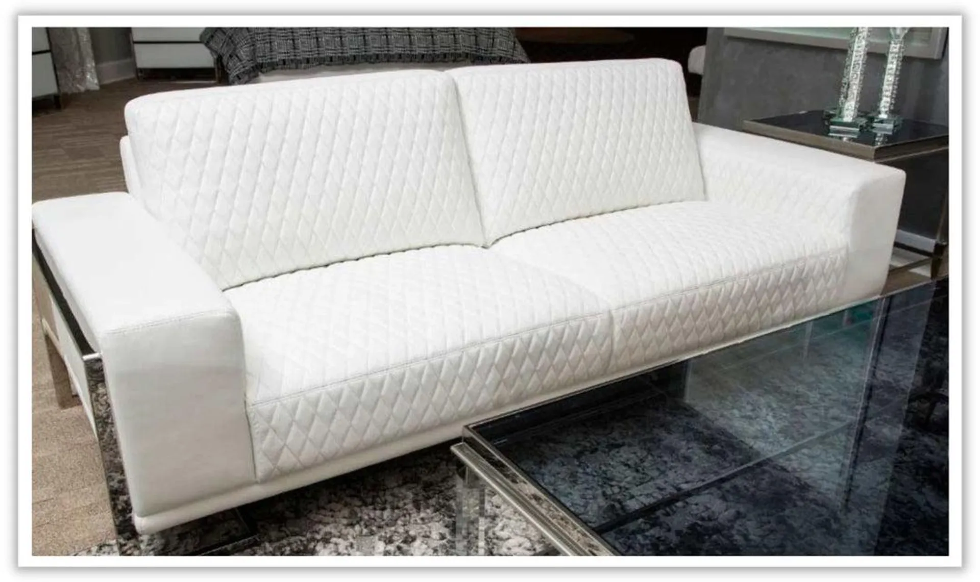 AICO MiaBella Gianna 2-Seater Leather Sofa with Chrome Leg Finish