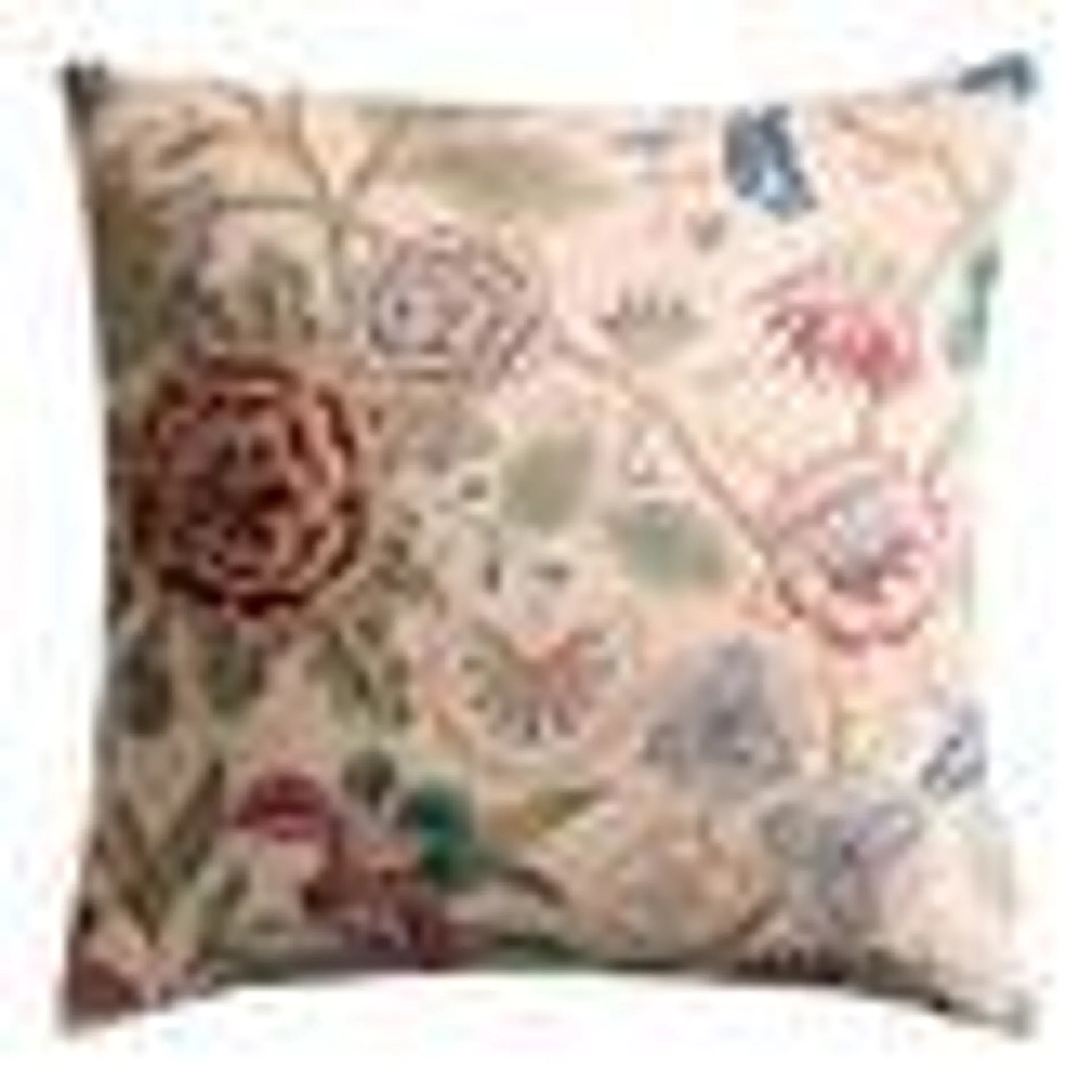 Multicolor Velvet Jacobean Floral Throw Pillow