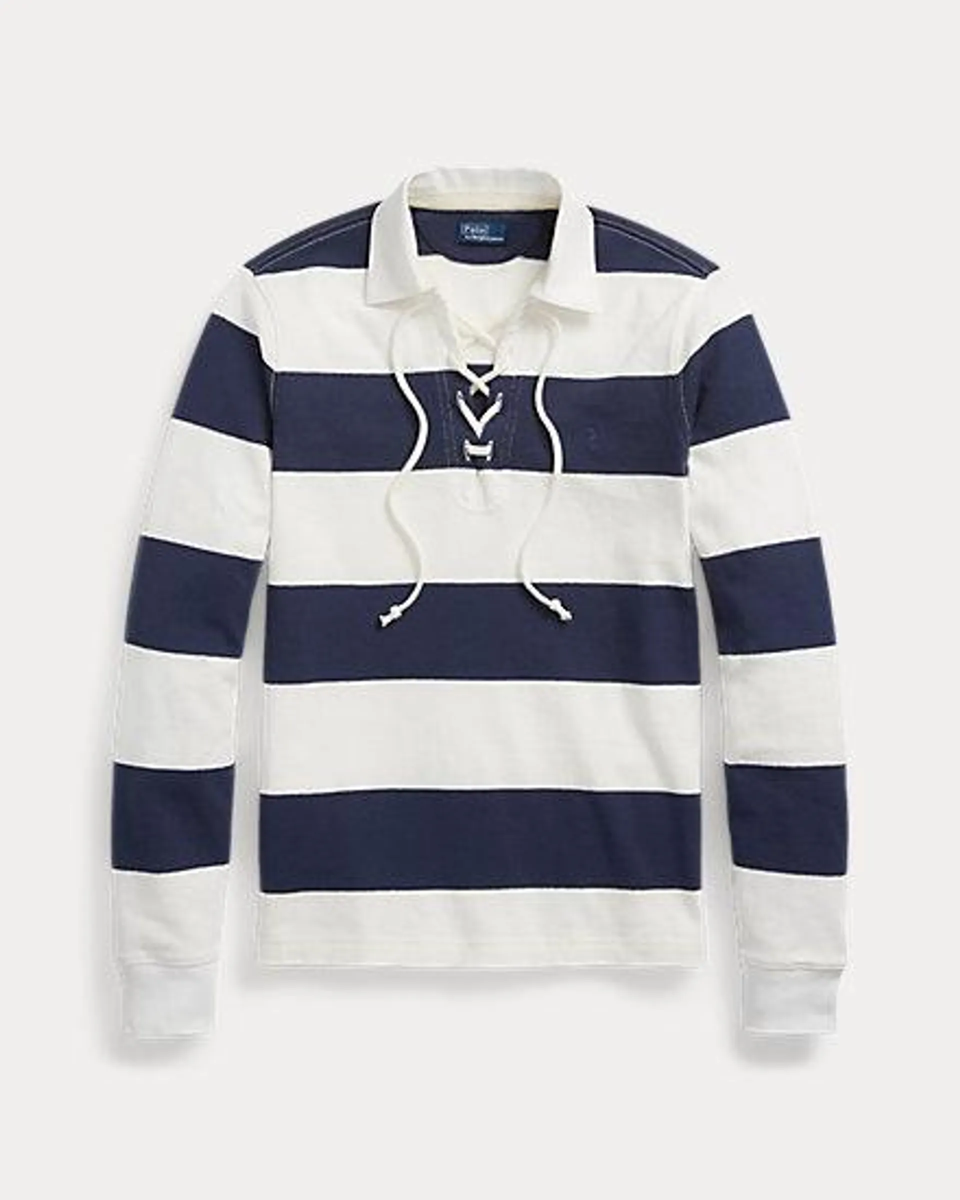 Striped Lace-Up Jersey Rugby Shirt