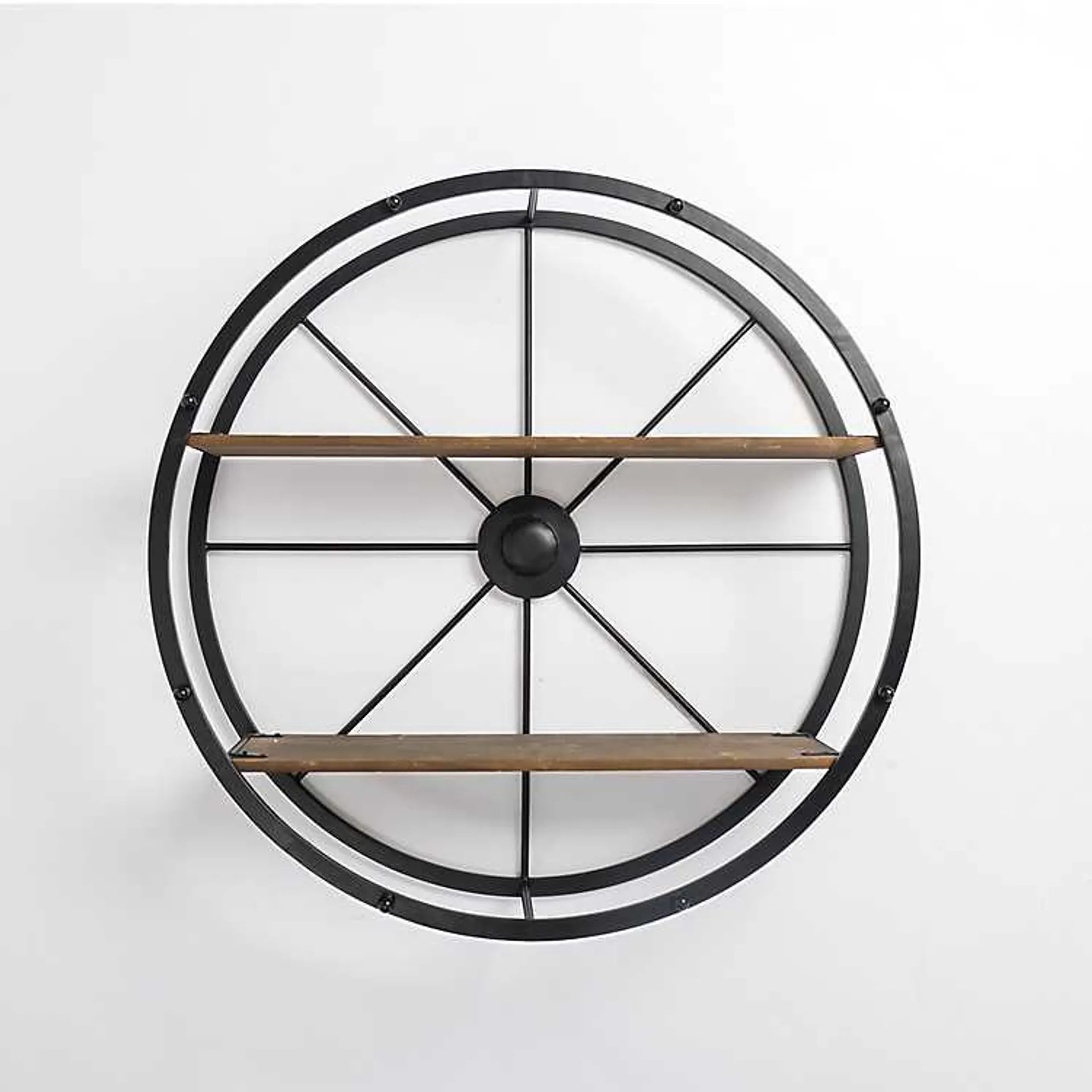 Round Wagon Wheel Wall Shelf