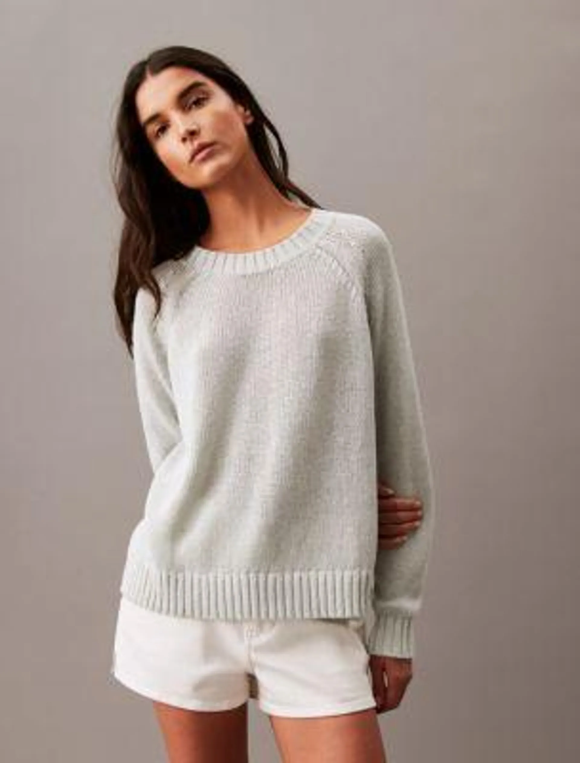 Open Stitch Crewneck Sweater