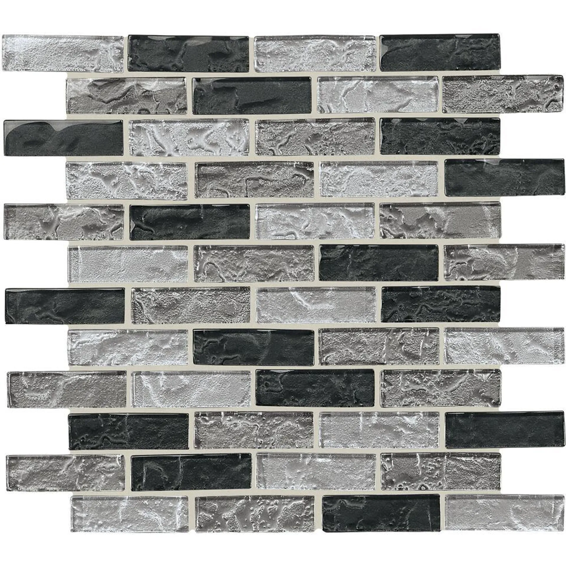 Mohawk® Grand Terrace Silver Medley Brick Joint 12 x 12 Glass Mosaic Tile