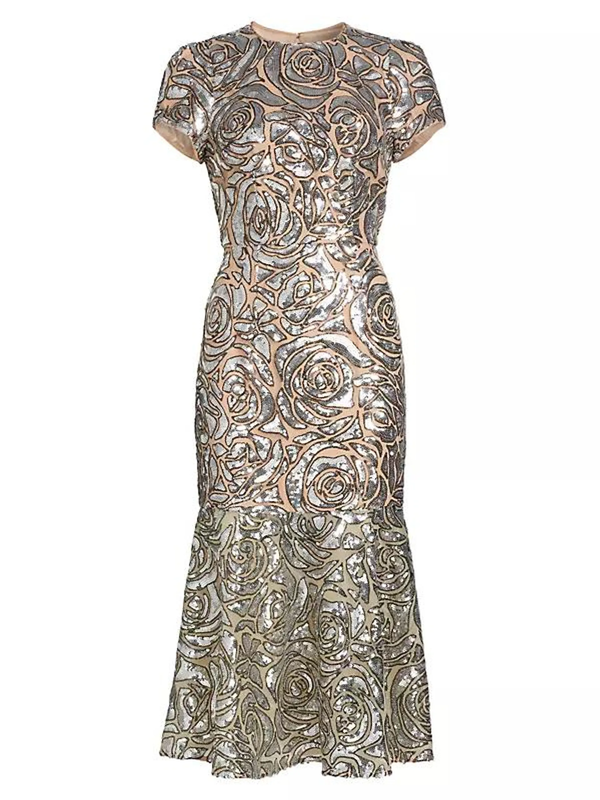 Tahlia Floral Sequined Midi-Dress