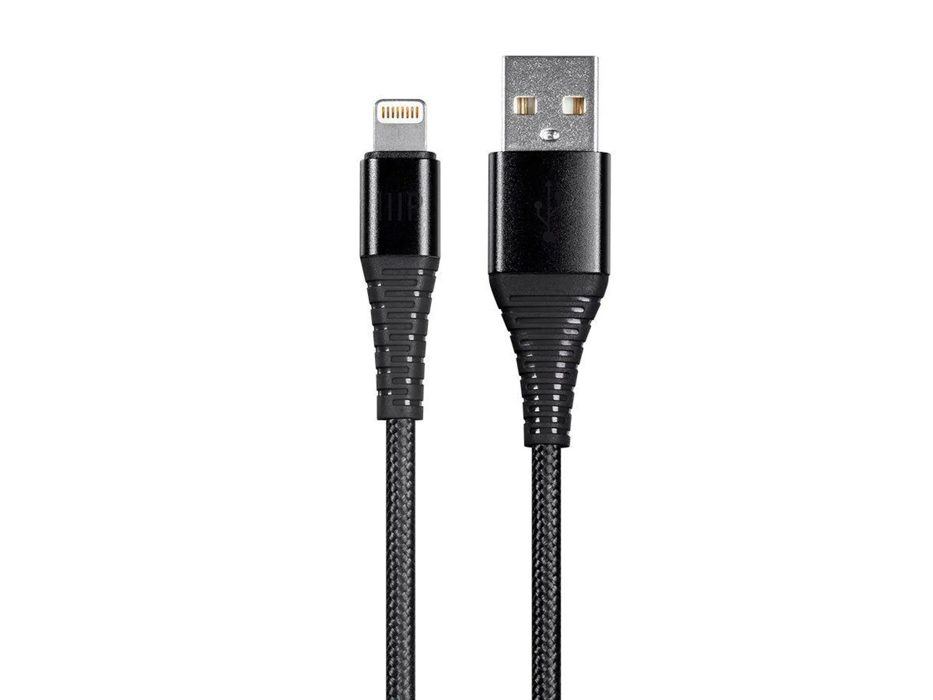 Monoprice Premium Ultra Durable Nylon Braided Apple MFi Certified Kevlar-Reinforced Lightning to USB-A Charging Cable - 1.5ft Black