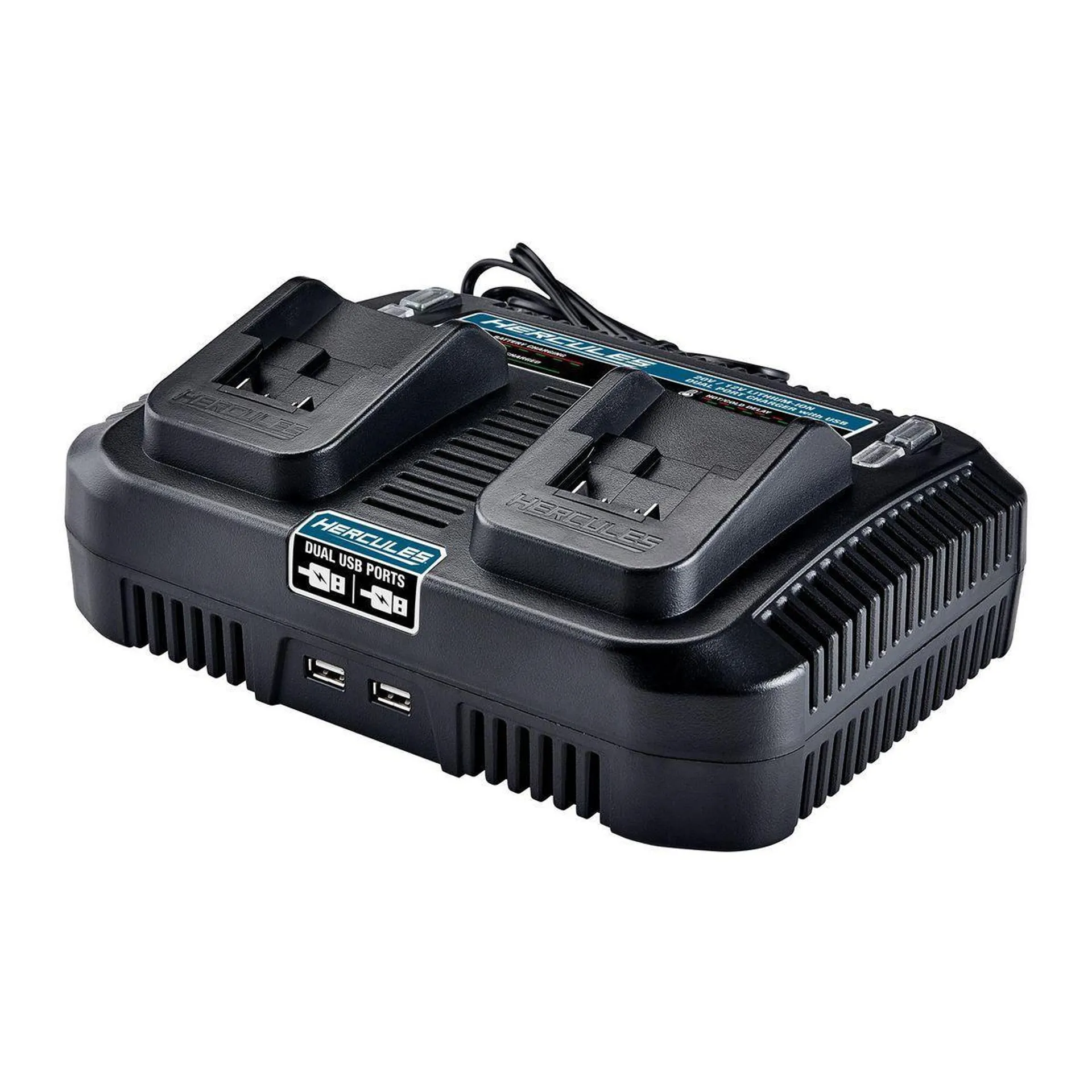 20V/12V Lithium-Ion Multivoltage Dual Port Charger with Dual USB