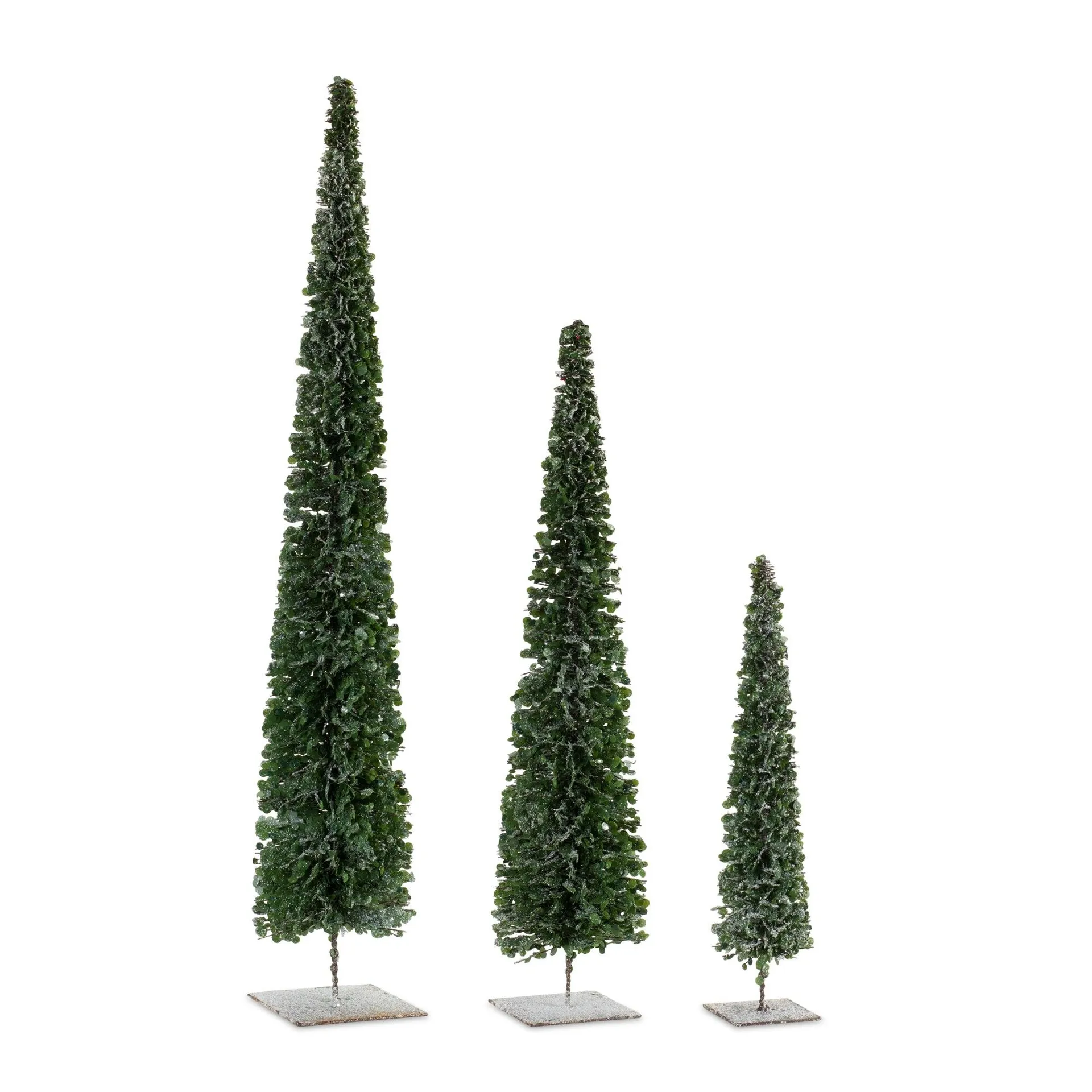 PVC Bottle Brush Design Pine Tree Décor with Stand, Set of 3