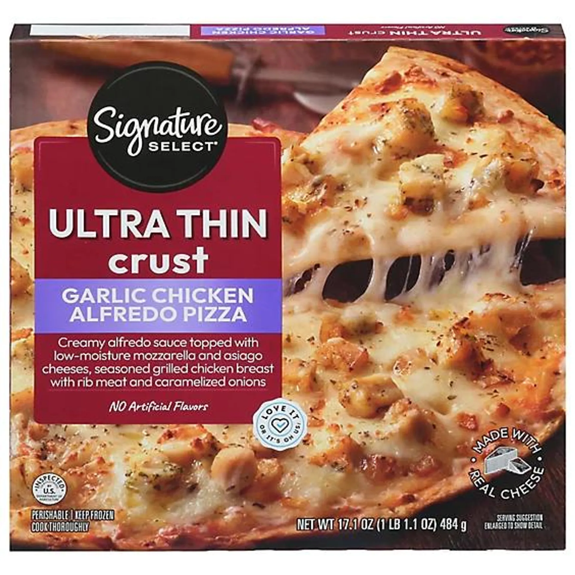 Signature SELECT Garlic Chicken Alfredo Ultra Thin Crust Frozen Pizza - 17.1 Oz