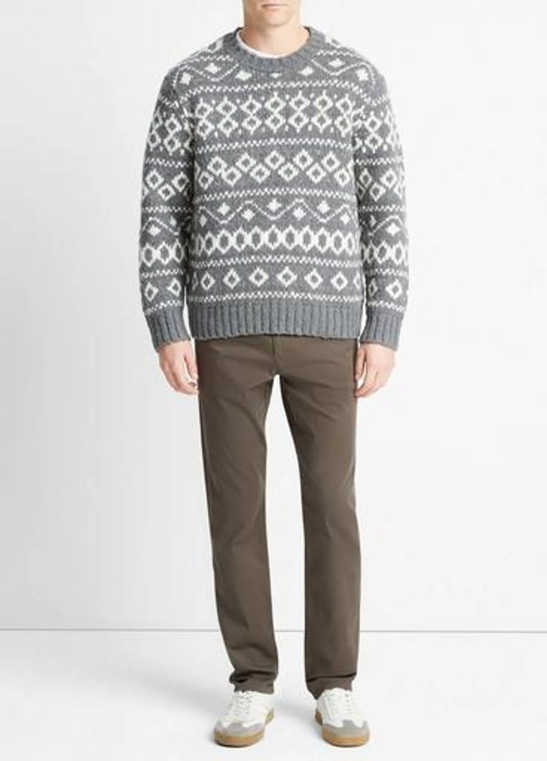 Fair Isle Wool-Blend Crew Neck Sweater