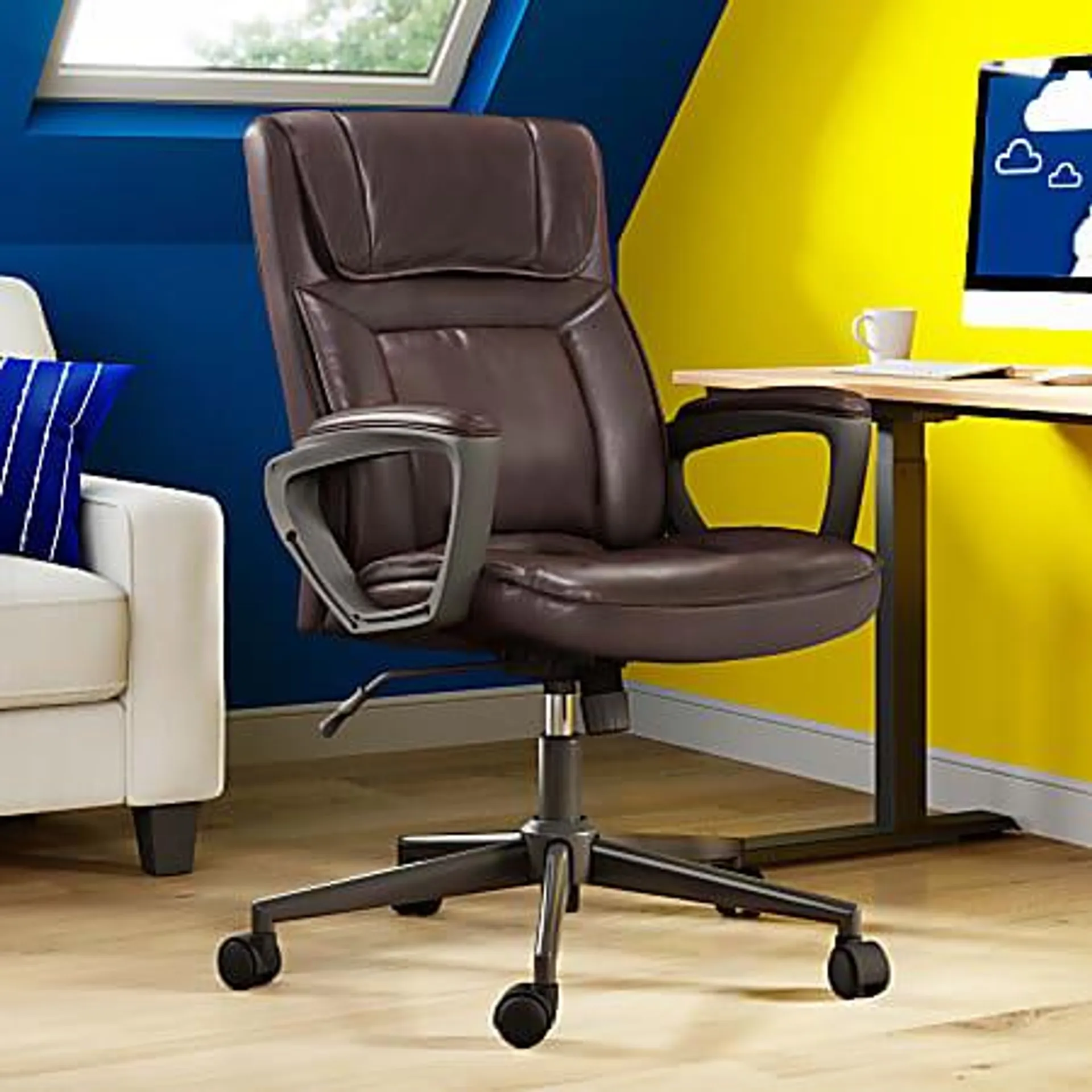 Serta® Style Hannah I Bonded Leather High-Back Office Chair, Comfort Biscuit/Black