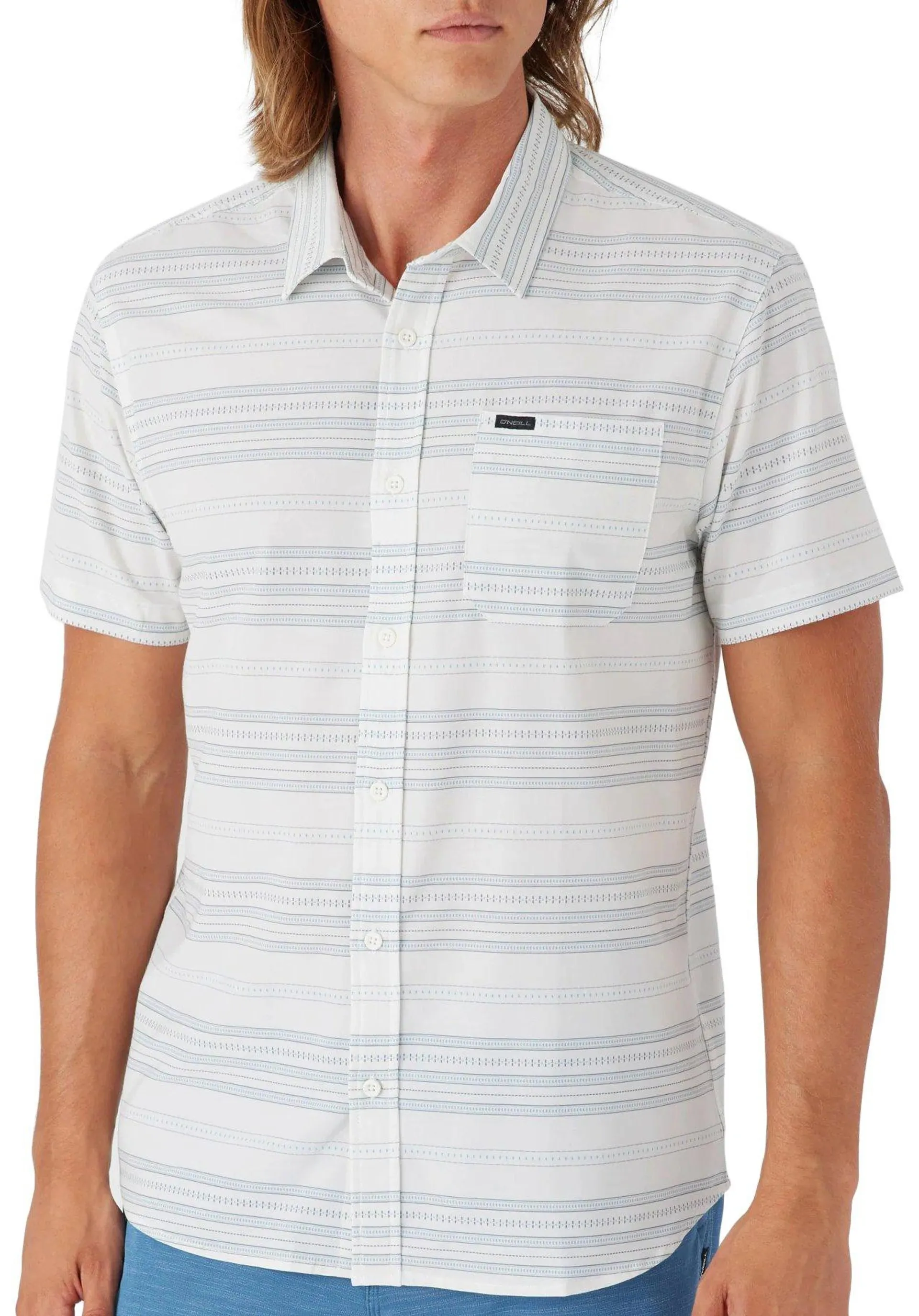 O'Nell Mens Stripe Traverse Short Sleeve Button-Up Shirt