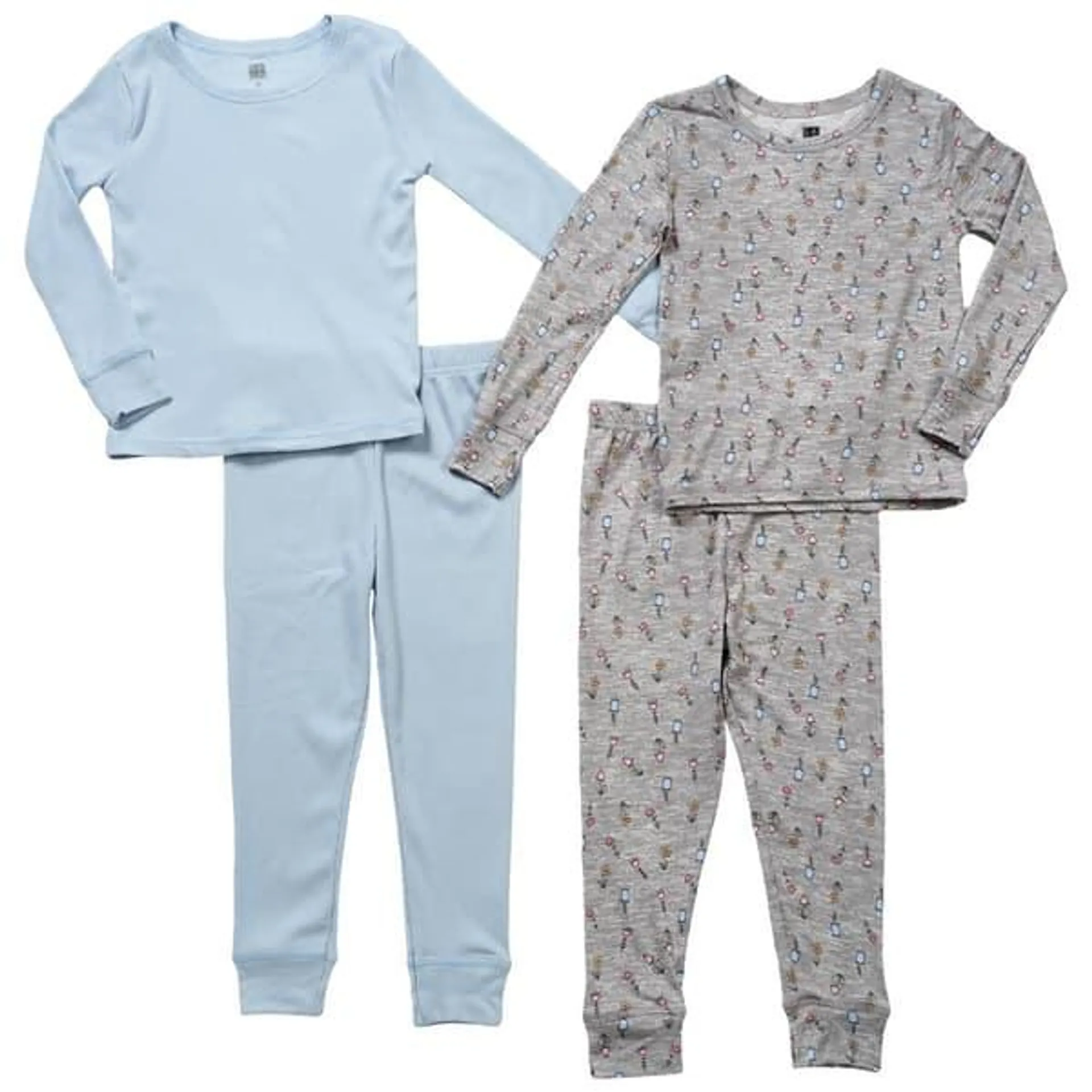 Toddler Girl Lala 4pc. Floral/Solid Yummy Waffle Pajama Set