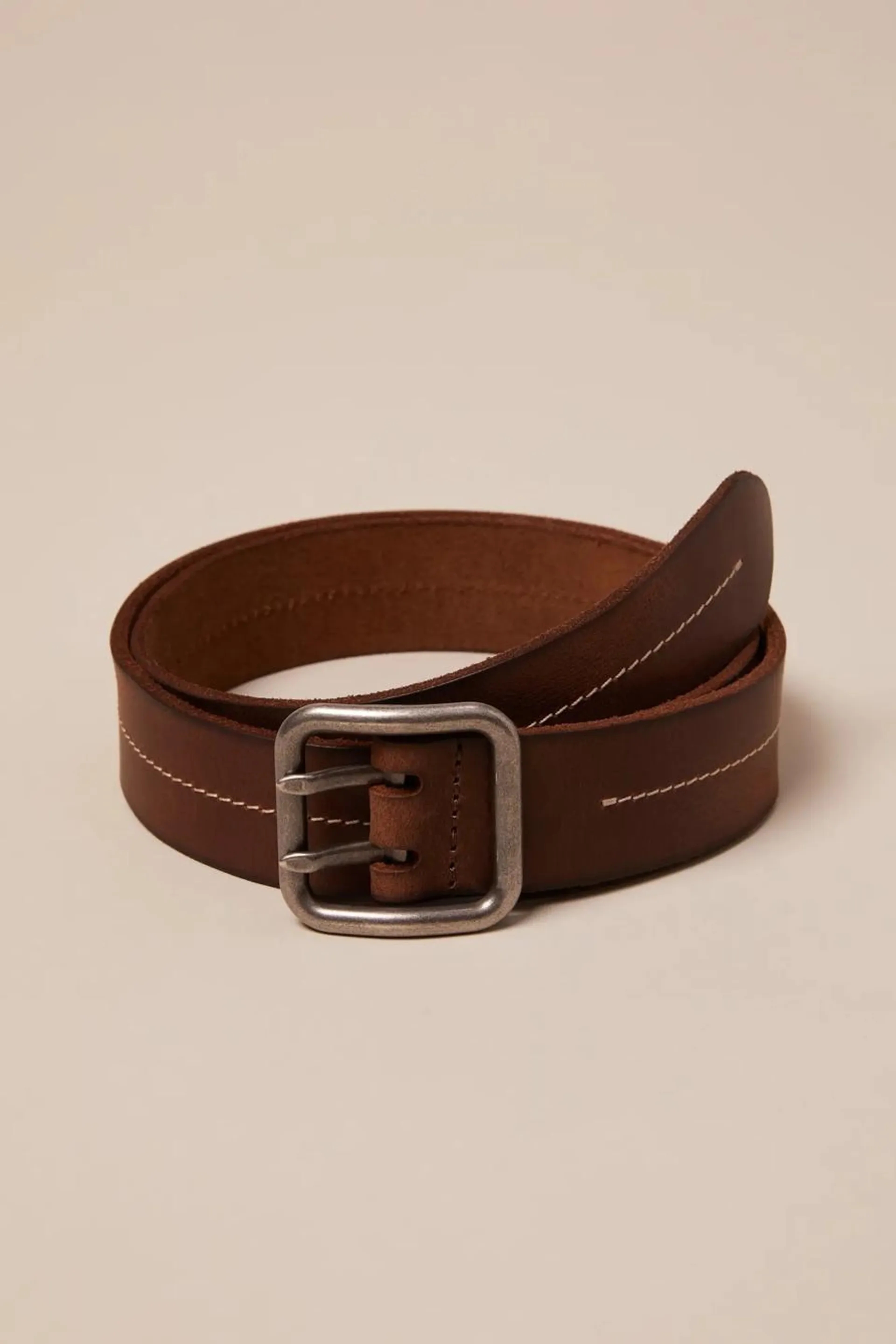 stitched leather belt