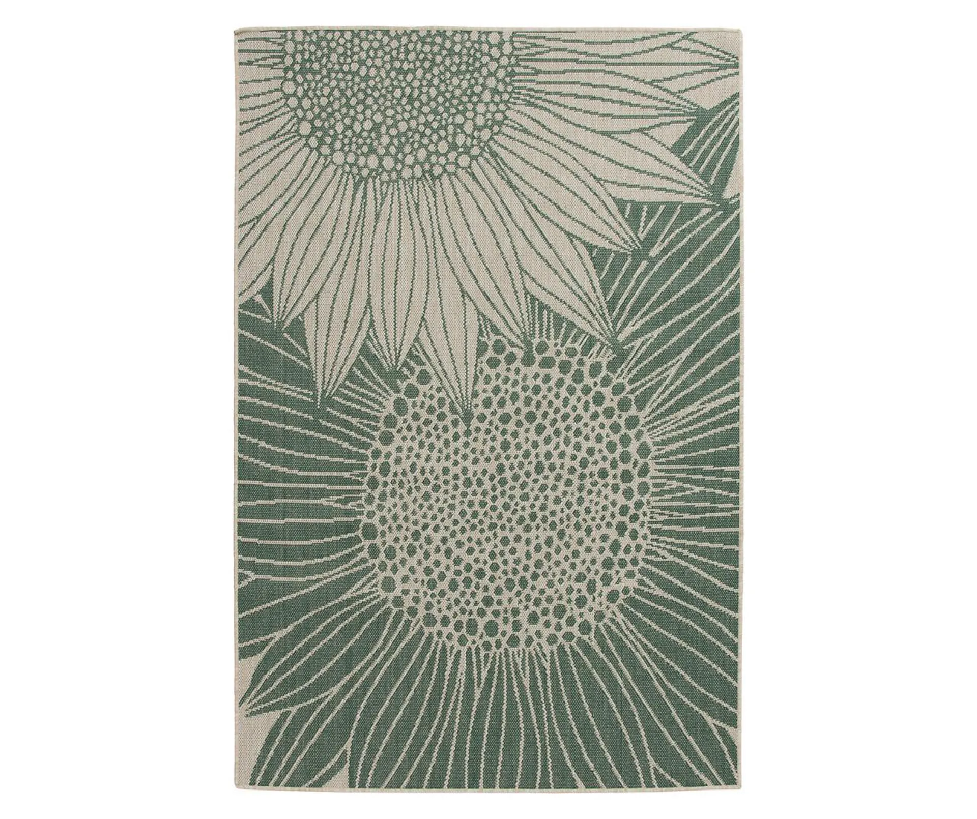 Green Flower Burst Outdoor Area Rug, (8' x 10')