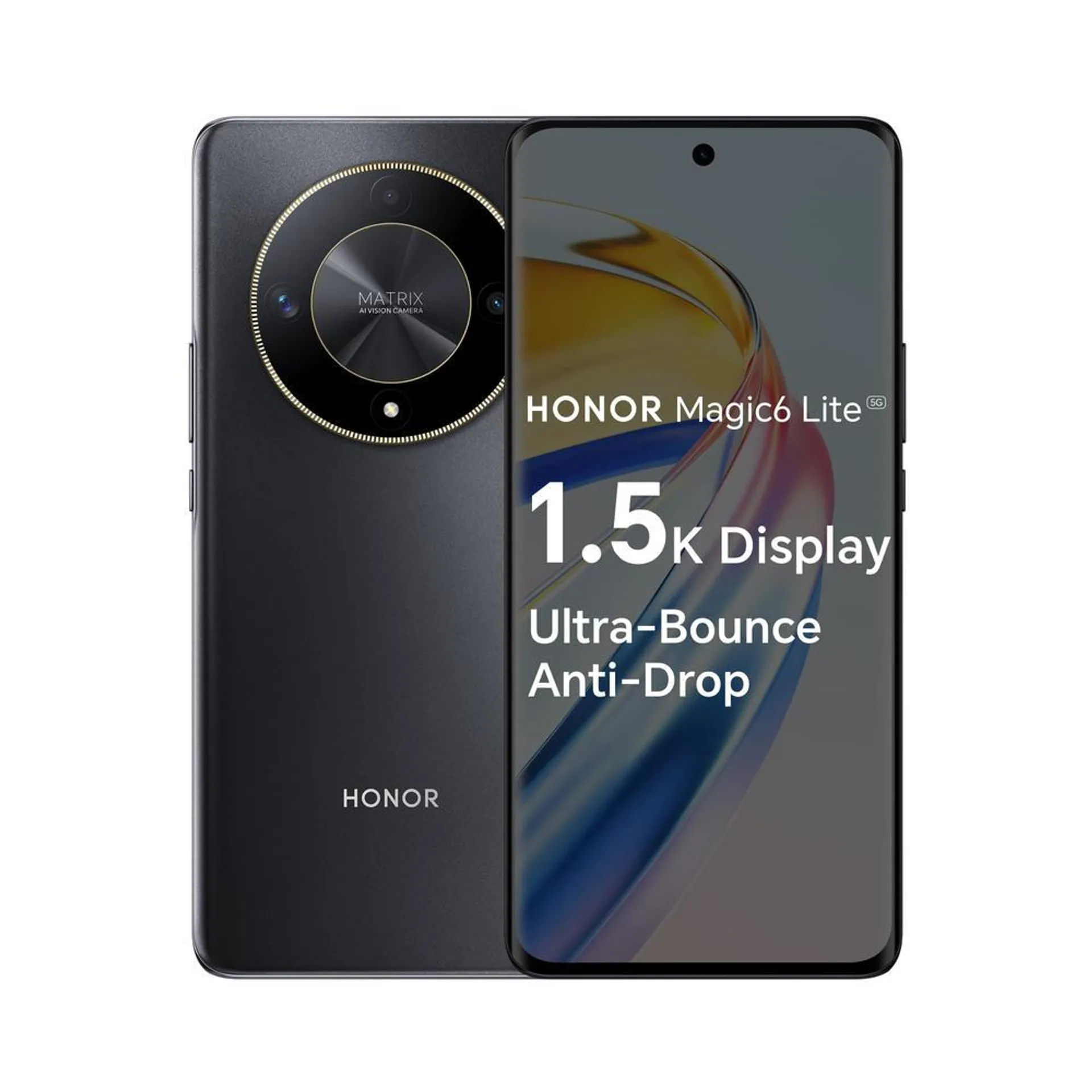 Honor Magic6 Lite DualSIM 256GB ROM 8GB RAM Only GSM No CDMA Factory Unlocked 5G Smartphone Midnight Black Internatio