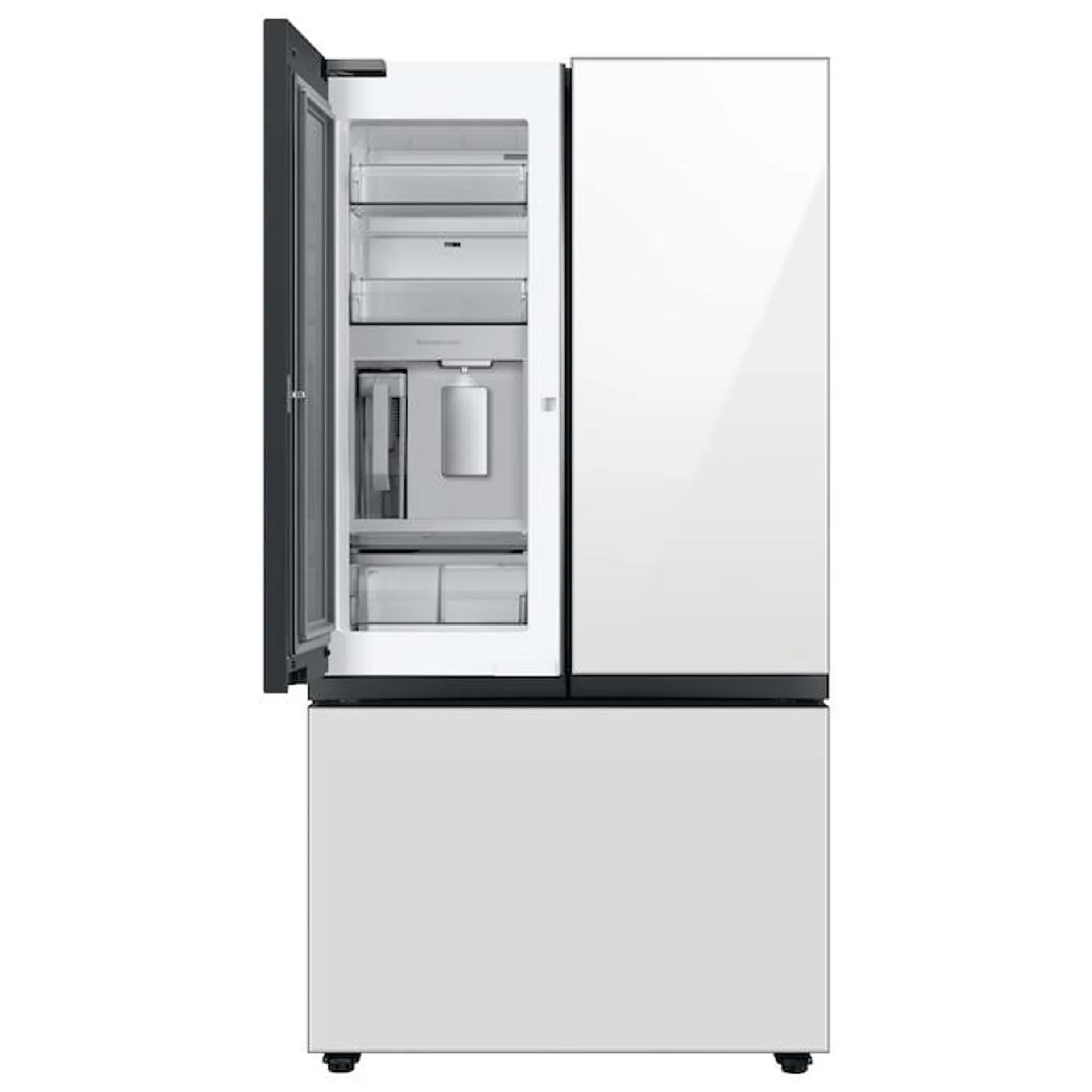 Samsung Bespoke 30.1-cu ft Smart French Door Refrigerator with Dual Ice Maker and Water Dispenser and Door within Door (White Glass- All Panels) ENERGY STAR