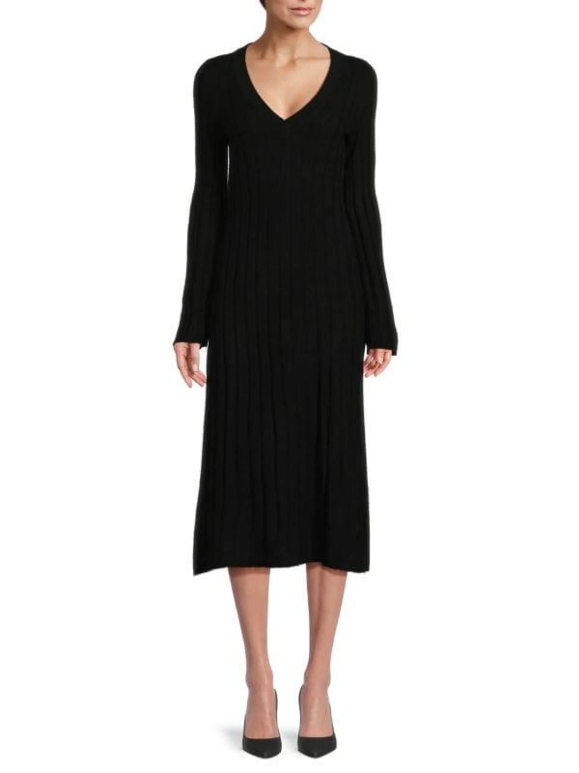 Jazmyn Wool & Cashmere Ribbed Sheath Dress