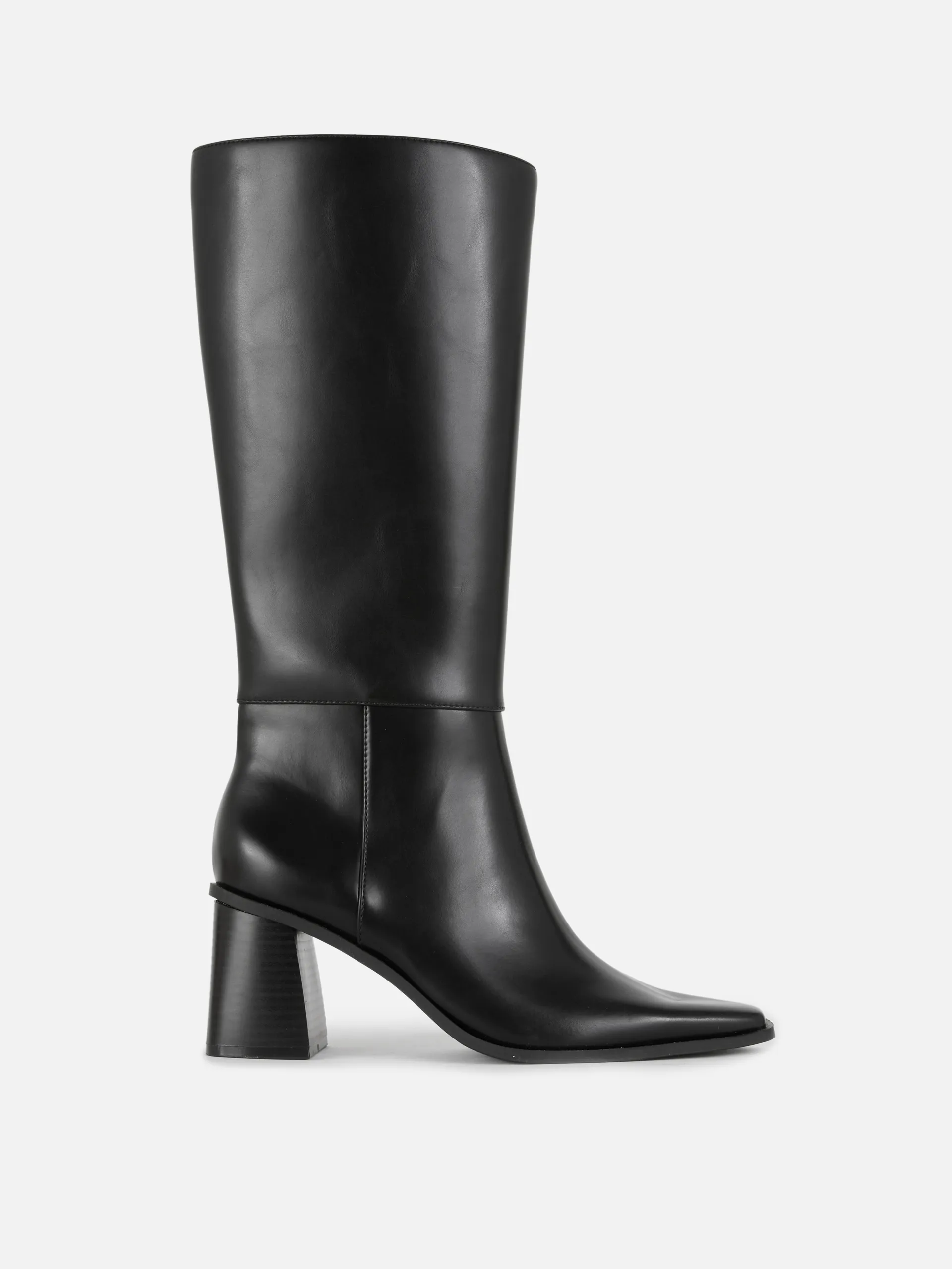 Faux Leather Heeled Knee-High Boots