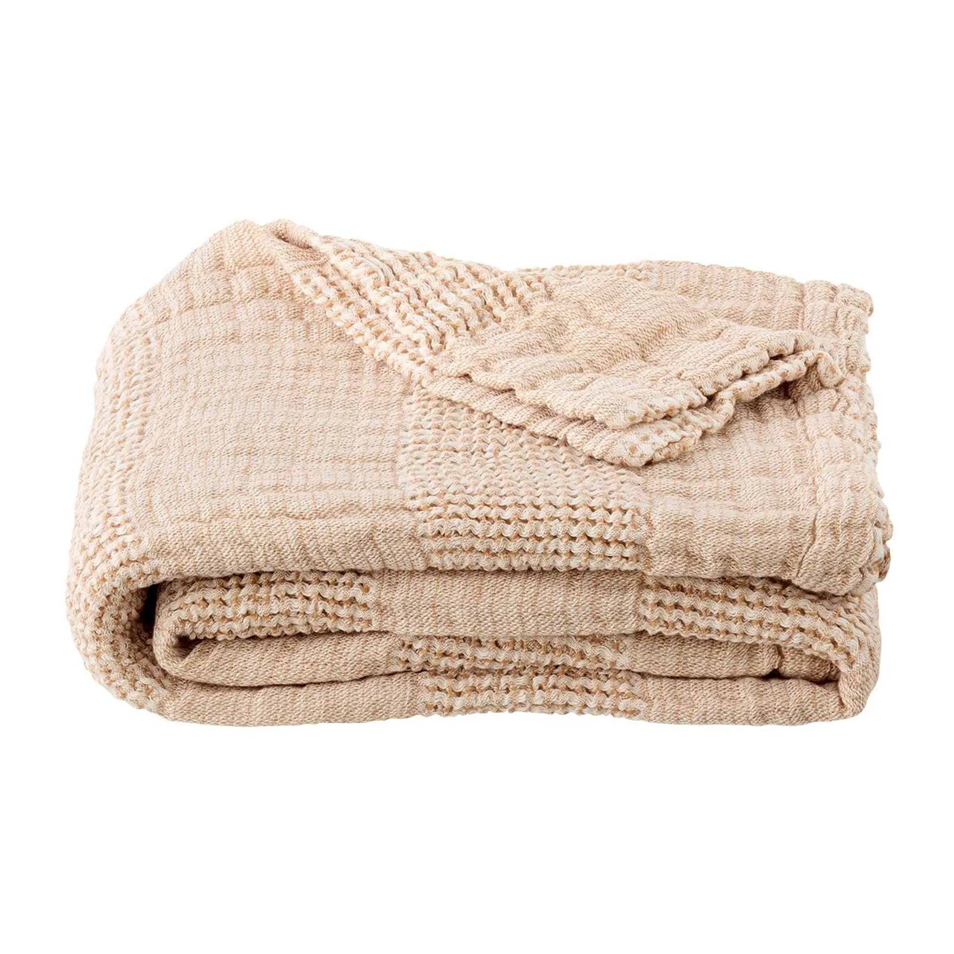 The Container Store Cotton/Linen Throw Ivory/Brown