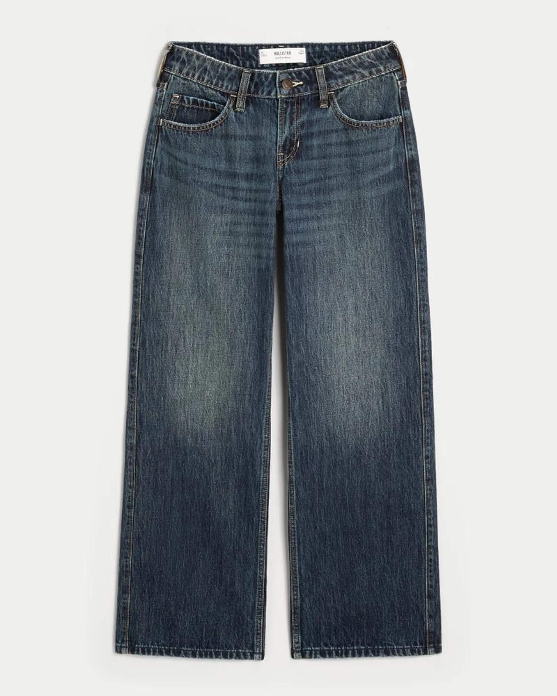 Low-Rise Dark Wash Baggy Jeans