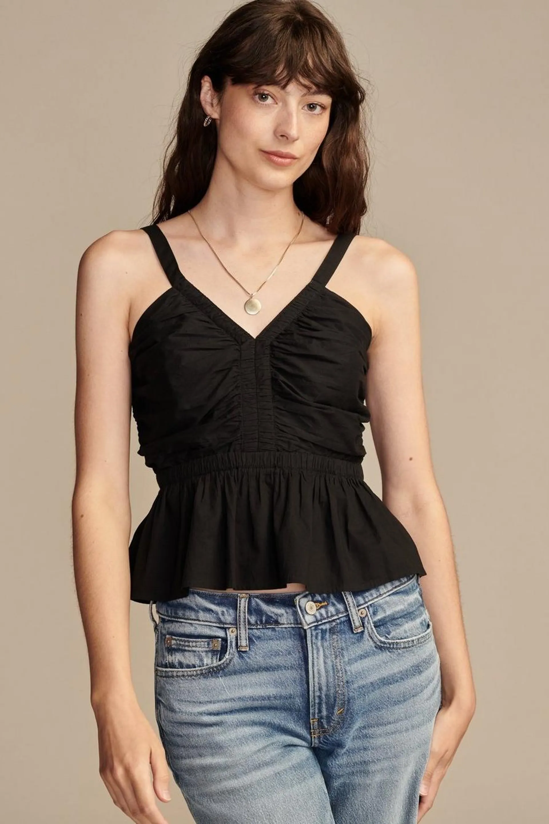 shirred peplum top