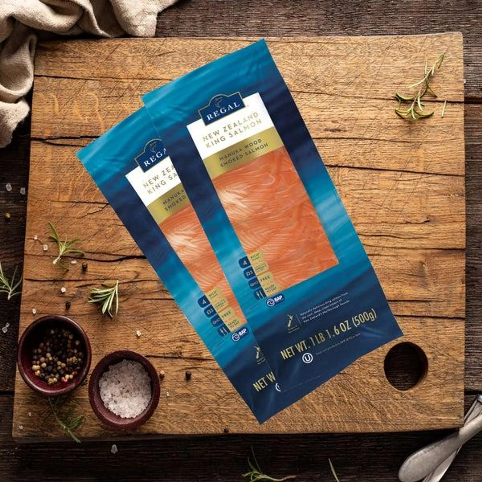 Smoked New Zealand King Salmon, 1.1lb fillets, 2-count, 2.2 lbs total