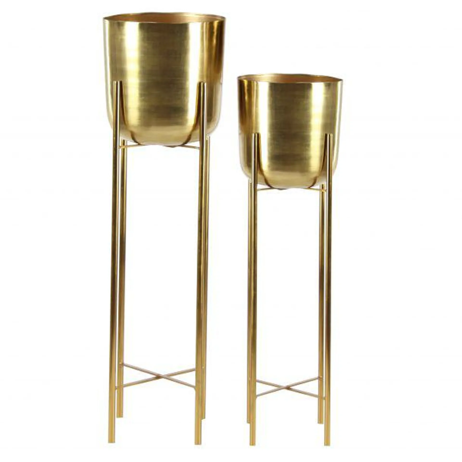 CosmoLiving by Cosmopolitan Set of 2 Gold Metal Glam Planter, 39", 46"