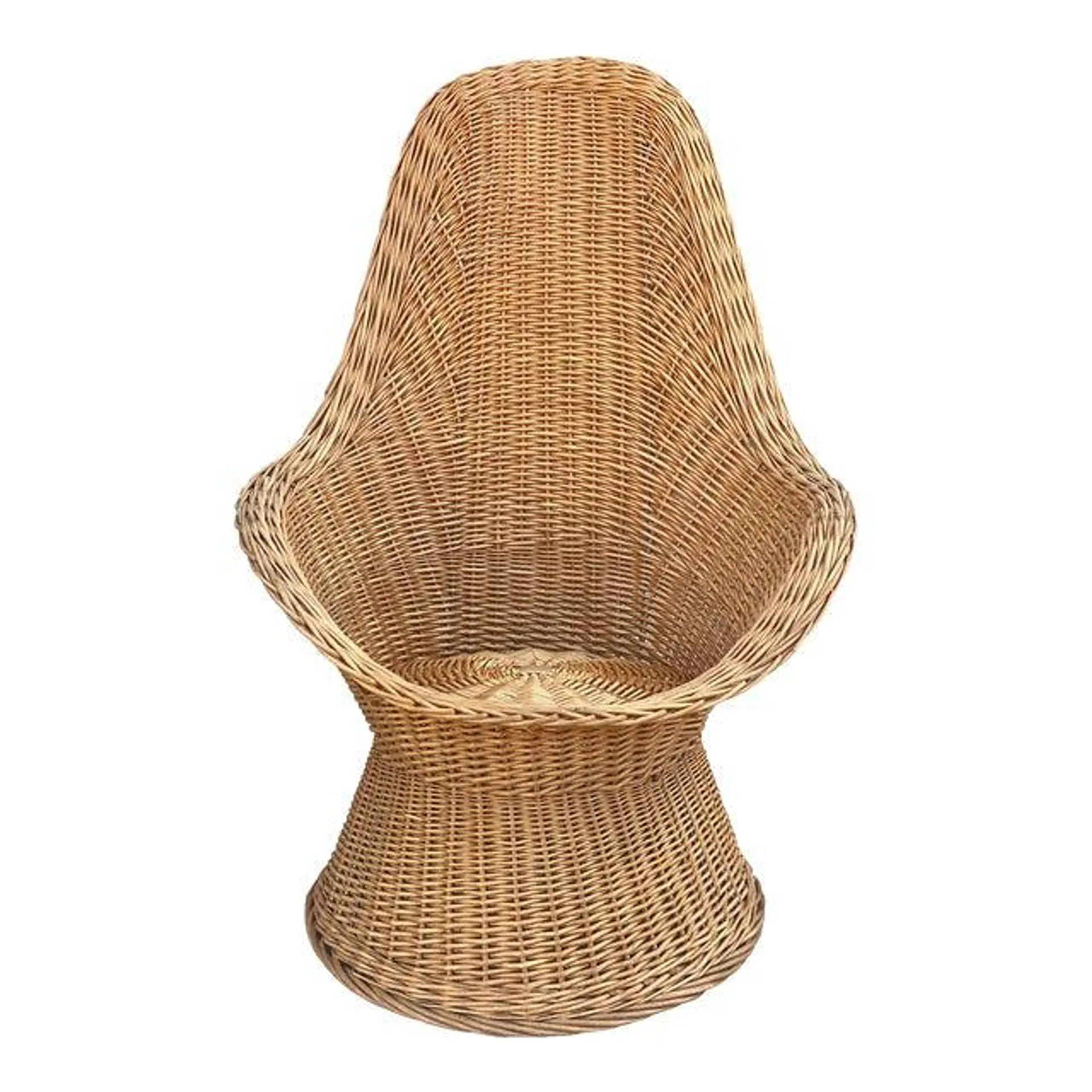 Vintage Boho Polish Wicker Natural Sculpted Mushroom Chair