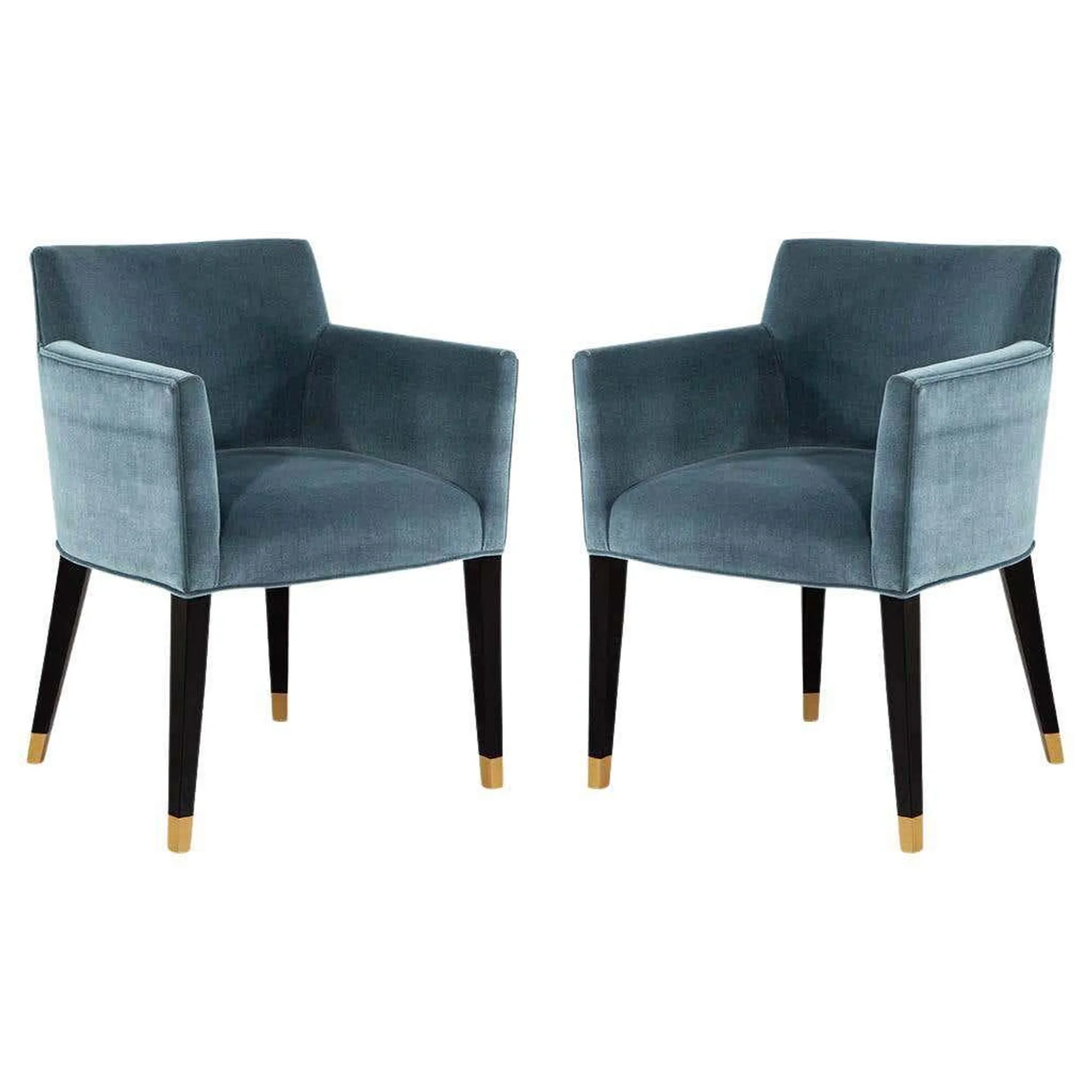 Pair of Carrocel Custom Tonio Dining Chairs with Golden Accents