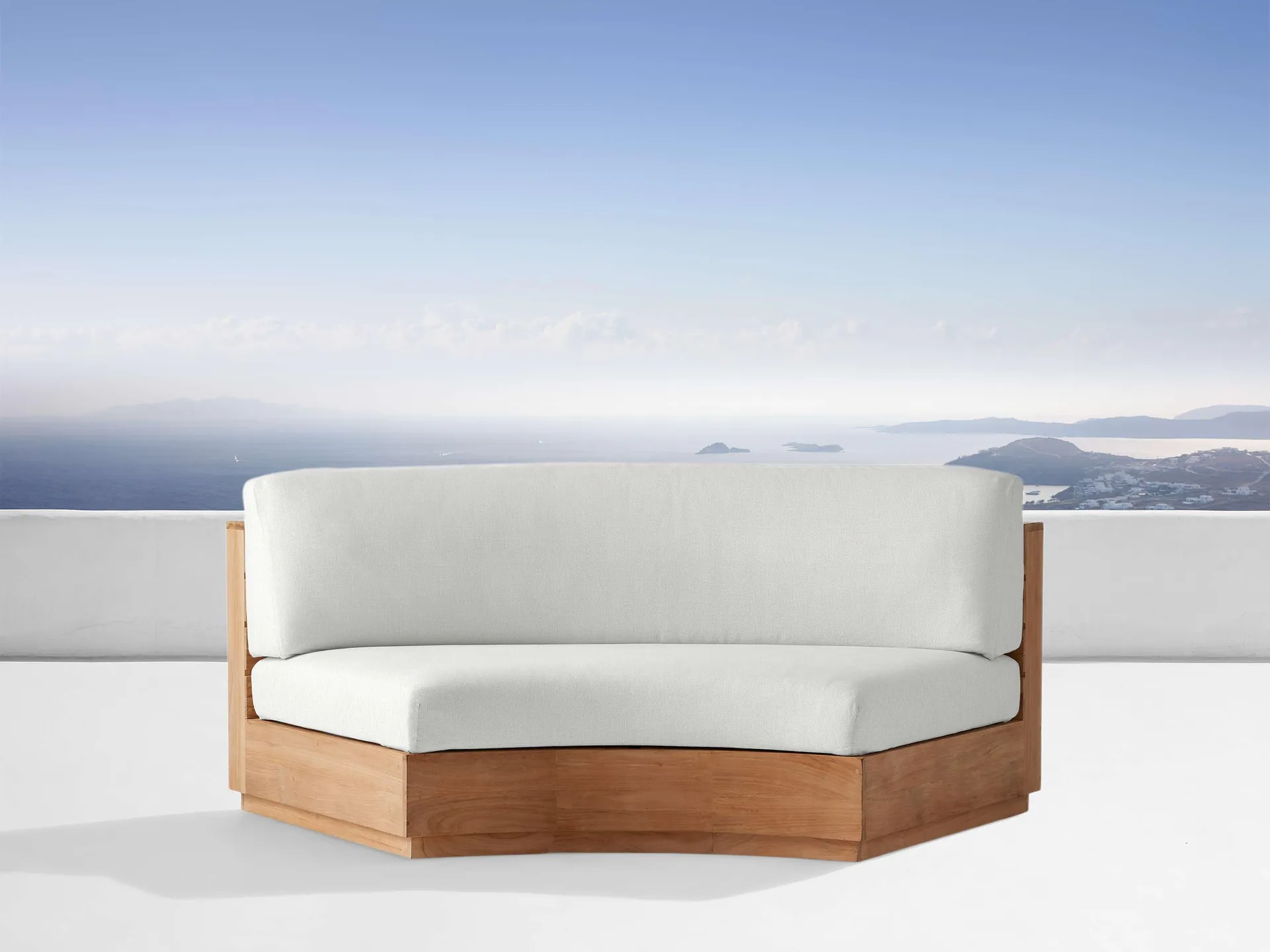 Bal Harbour Outdoor Curved Sofa in Eden Snow