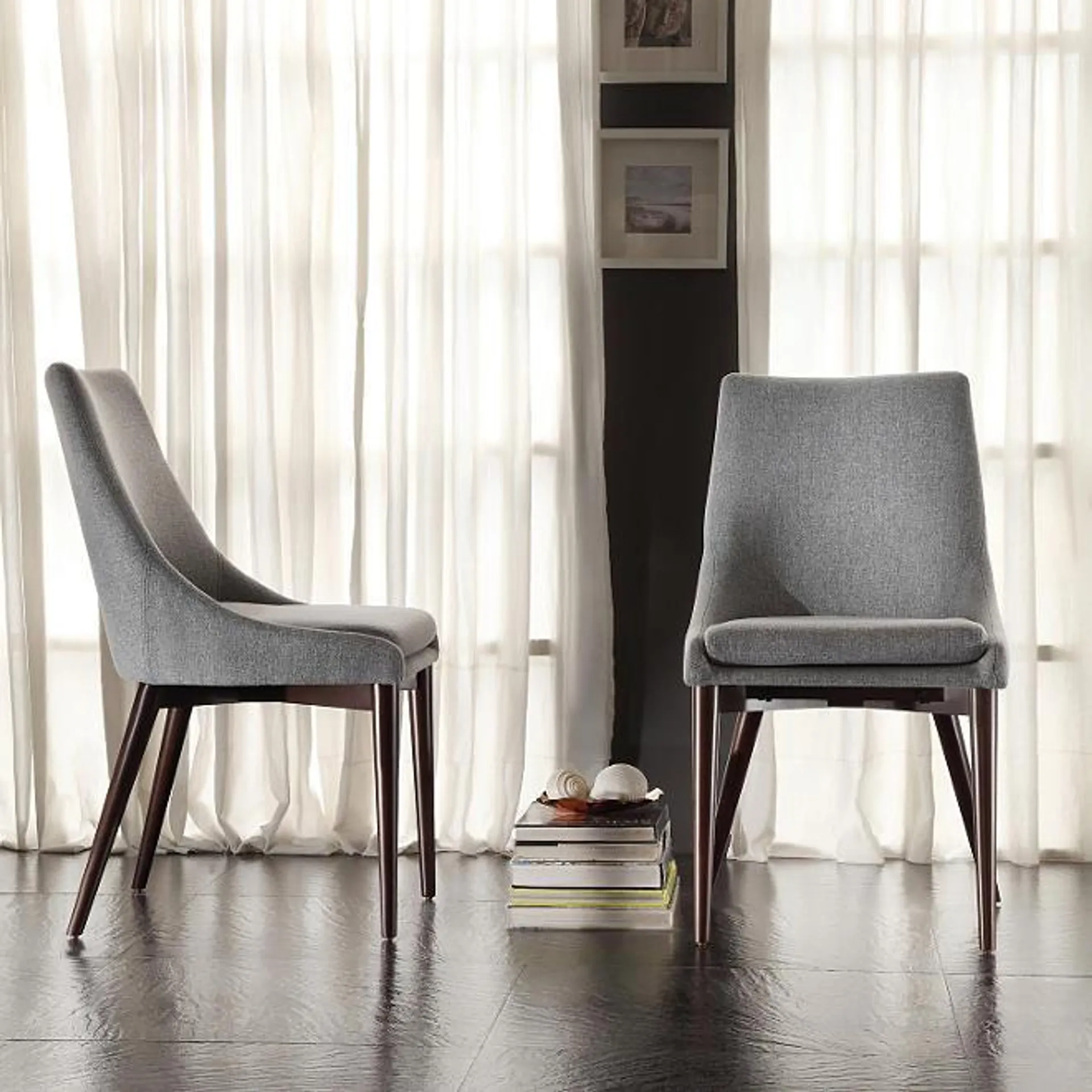 Walden Grey Fabric Upholstered Dining Chairs (Set of 2)