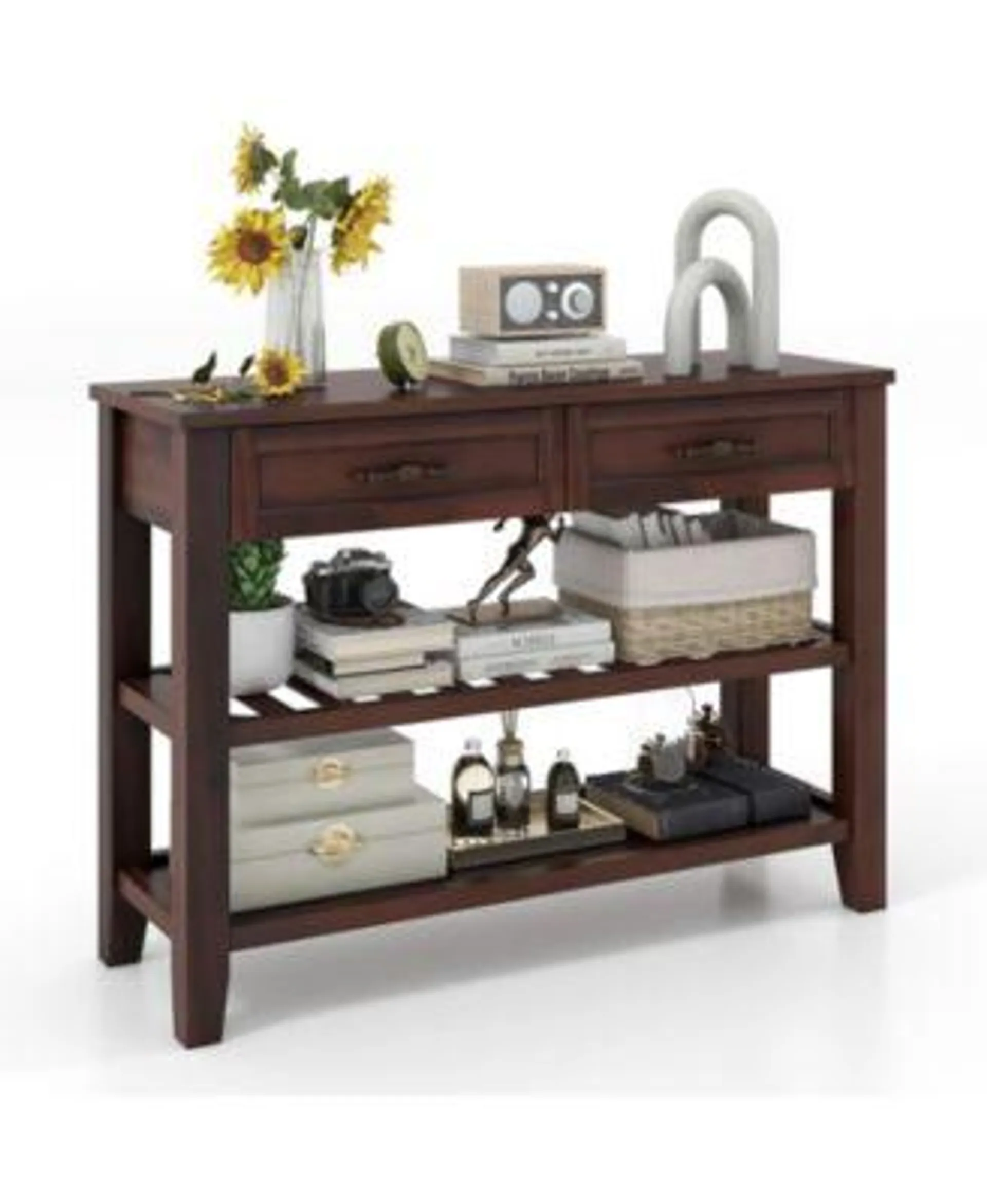 3-tier Console Table with 2 Drawers for Living Room Entryway