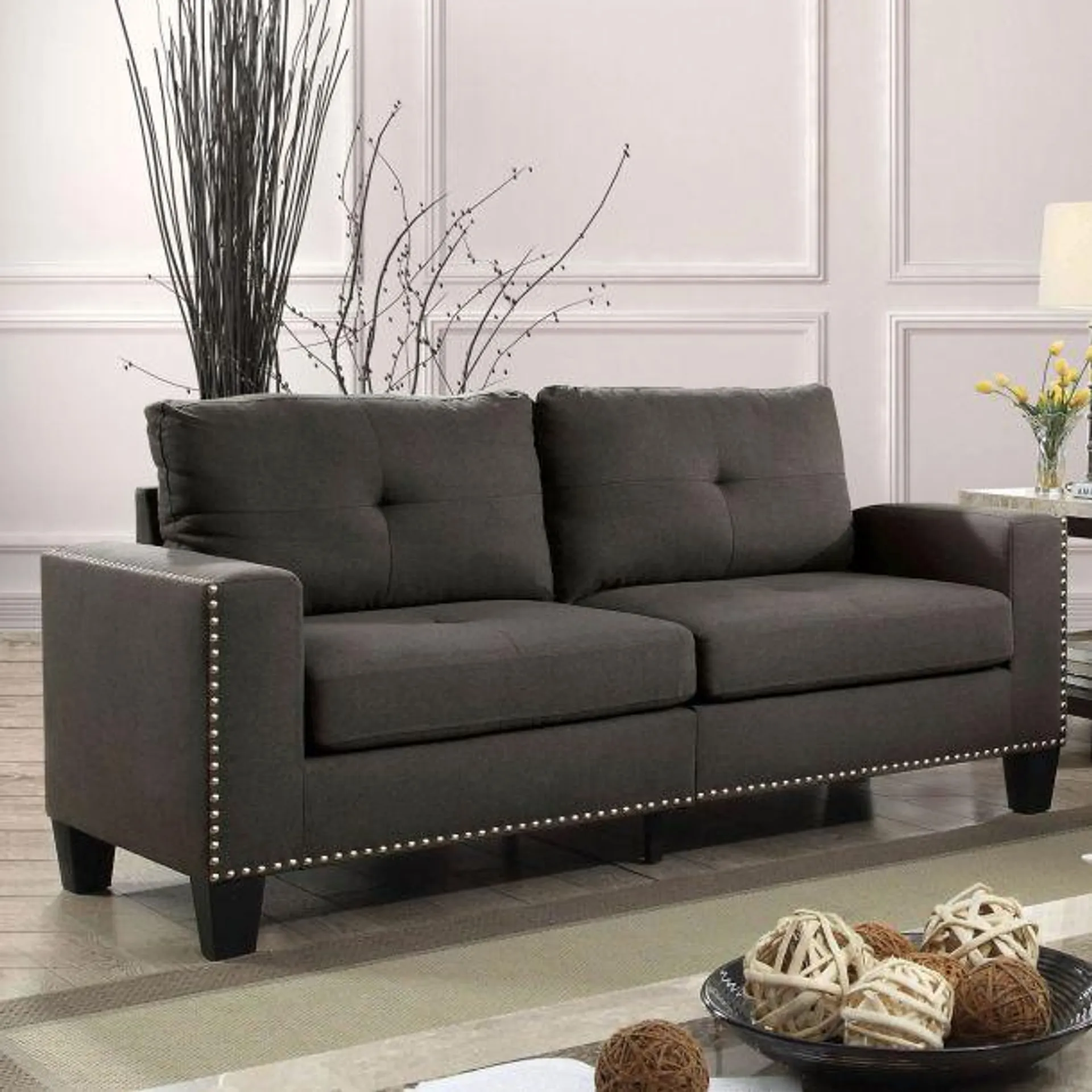 Attwell 71" Sofa with Button Tufted Sides & Seat by Furniture of America - Gray