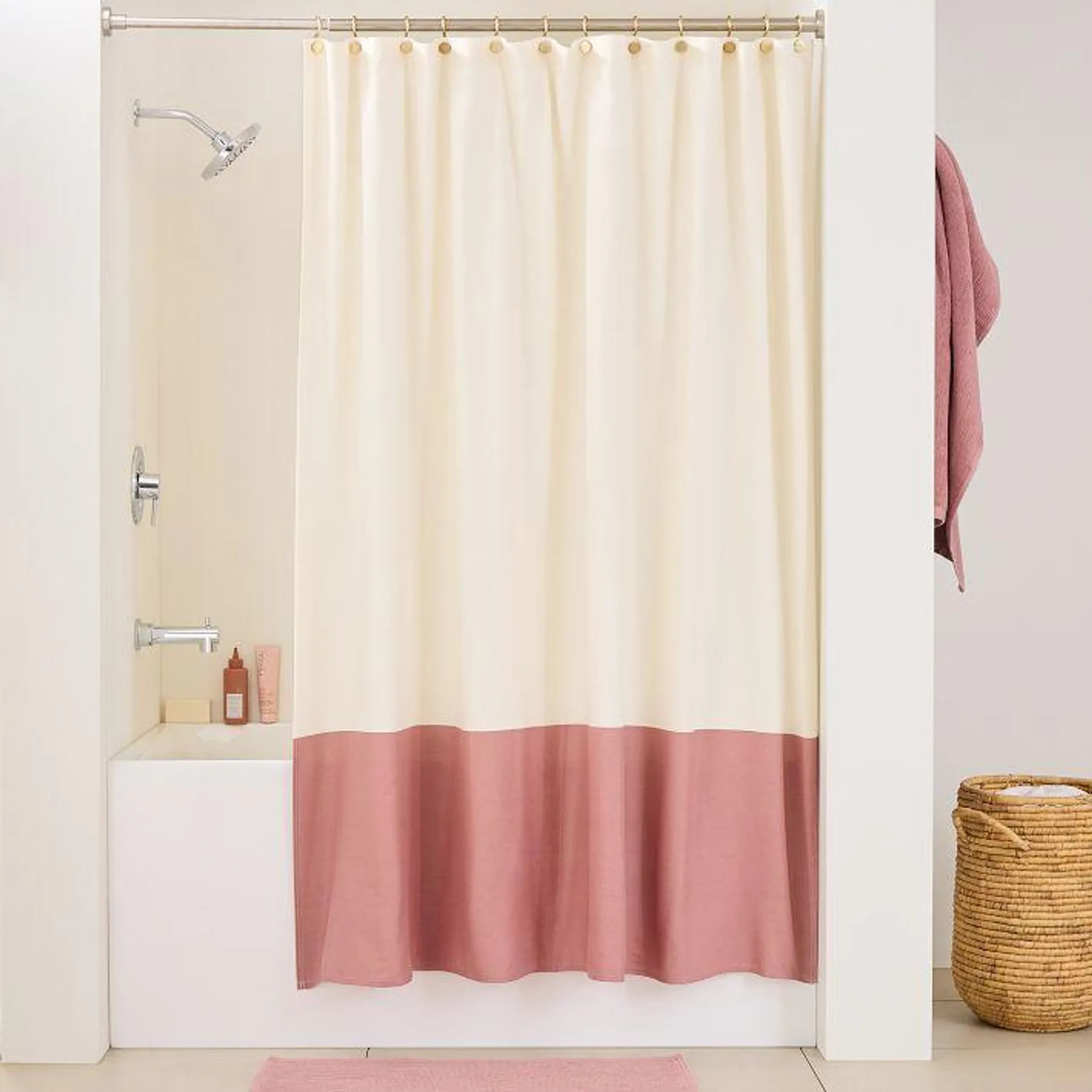 Colorblock Canvas Shower Curtain