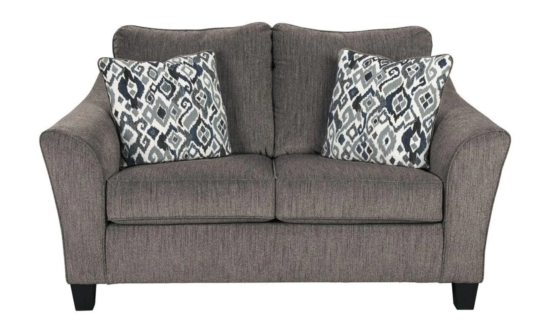 Nemoli 2-Seater Slate Gray Loveseat with Flare Tapered Arm