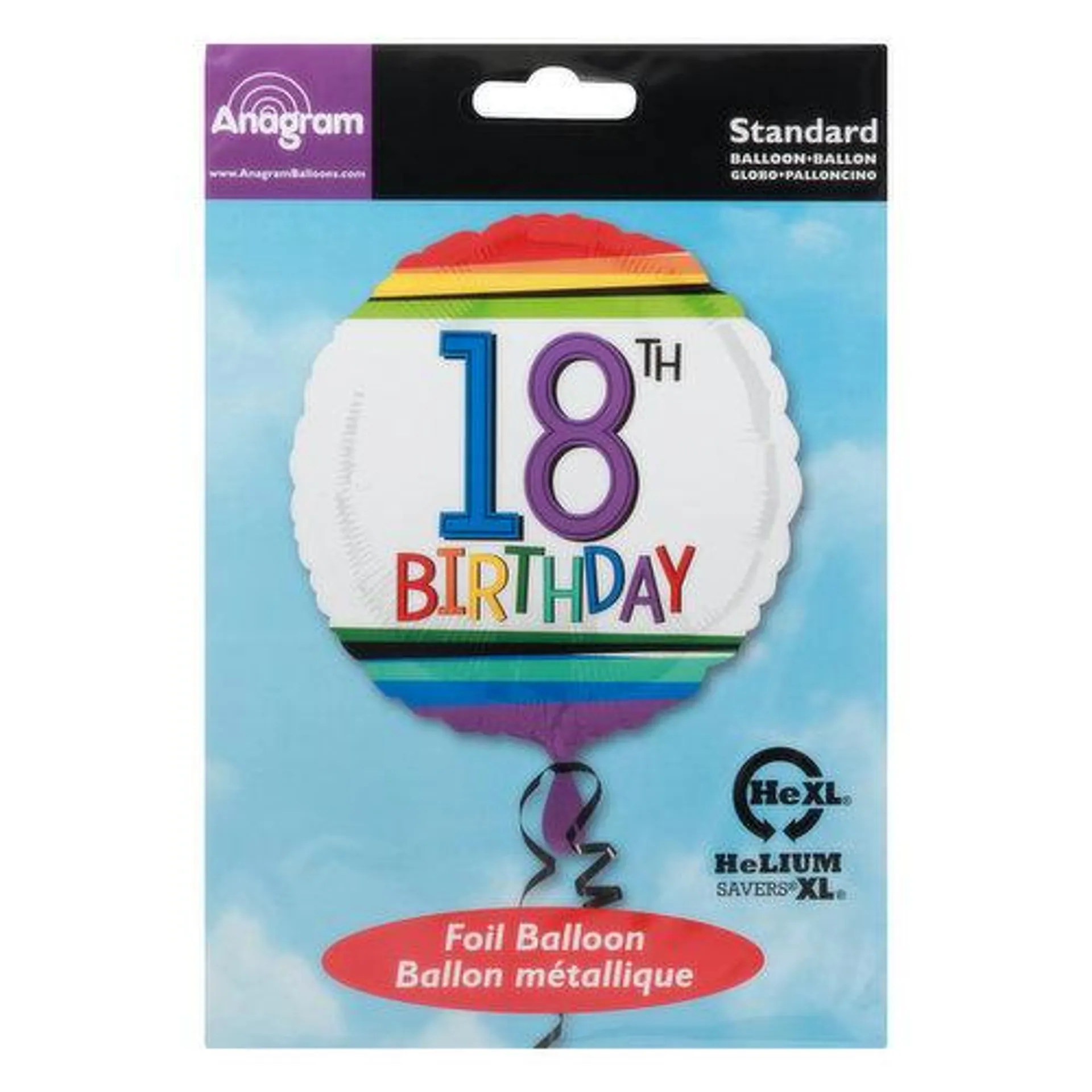 ANAGRAM Foil Balloon, 18th Birthday, Standard - 1 Each