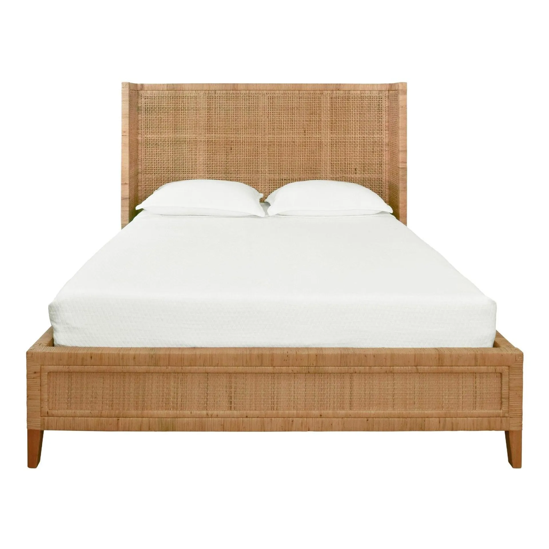 Matthew Izzo Home Dolly Queen Rattan Winged Headboard and Platform