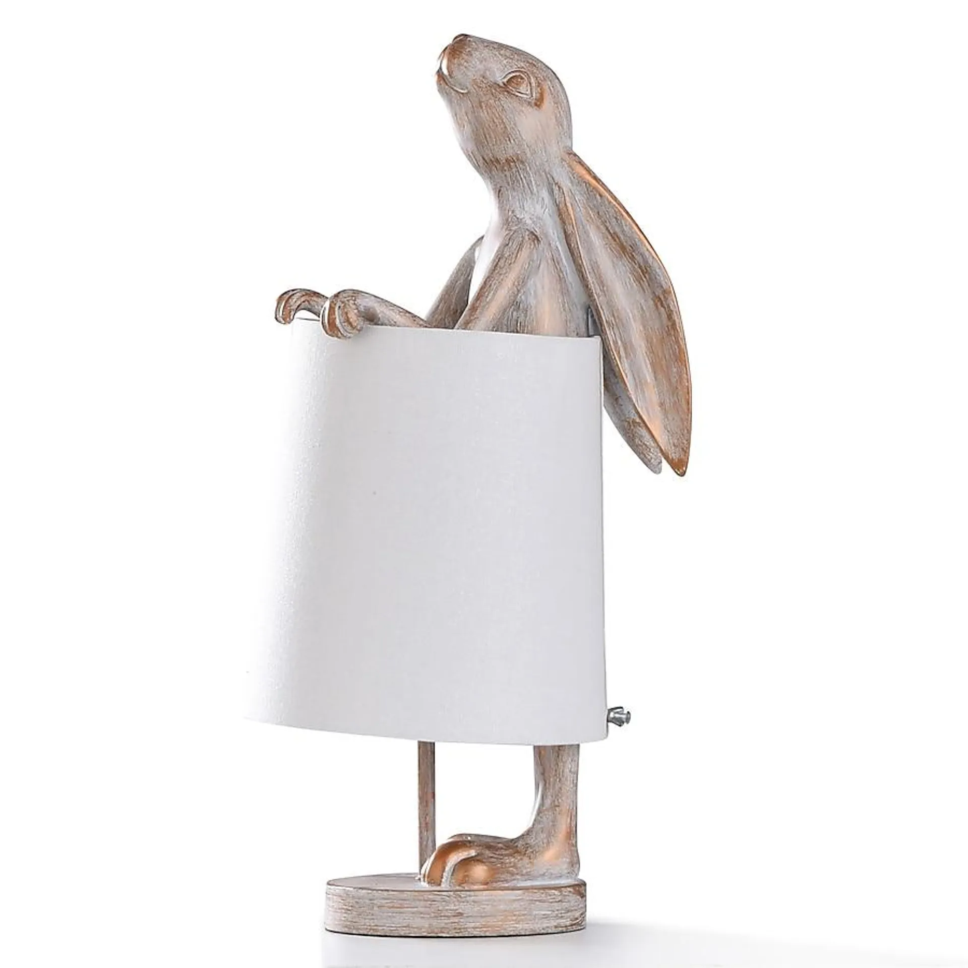 StyleCraft Home Collection 23-in White Washed Light Copper Rabbit On/Off Switch Table Lamp with Linen Shade