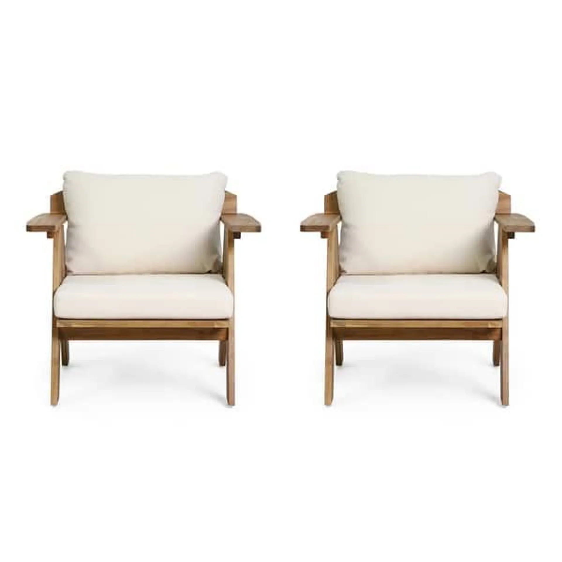 Arcola Outdoor Acacia Wood Club Chairs with Cushions (Set 2) by Christopher Knight Home