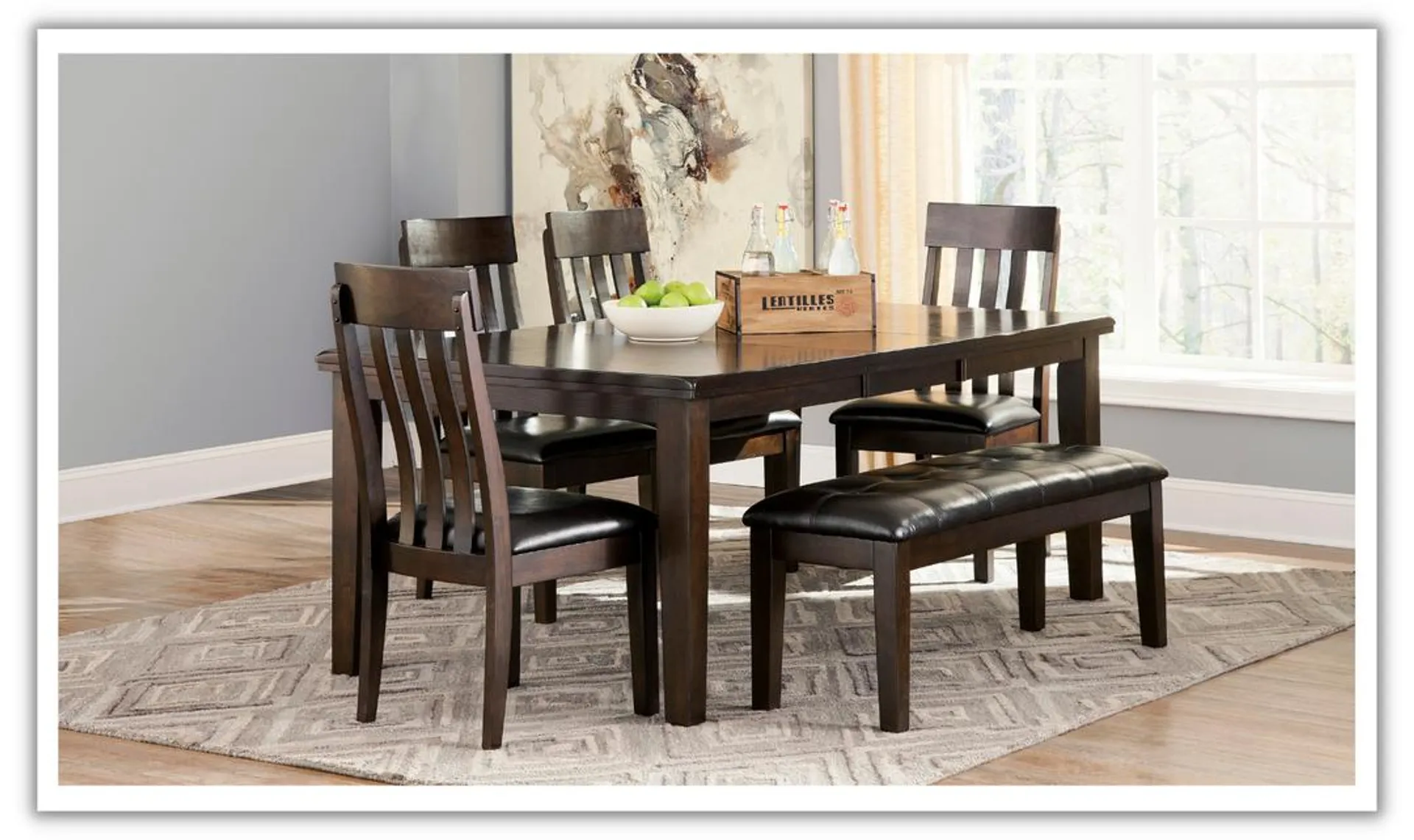 Ashley Haddigan 6-Seater Dining Set in Dark Brown