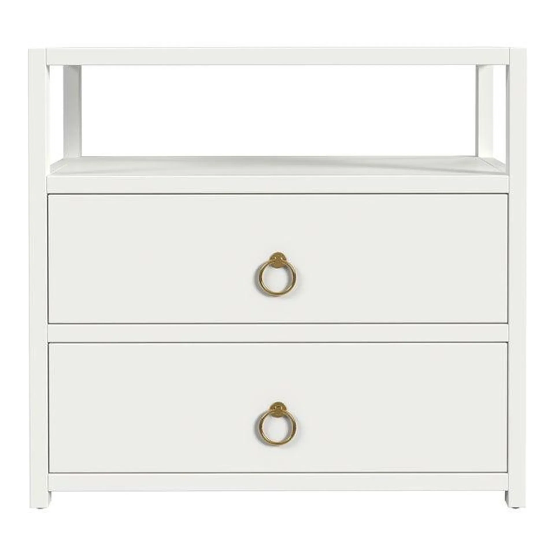 Lark 2 Drawer Wide Nightstand, White