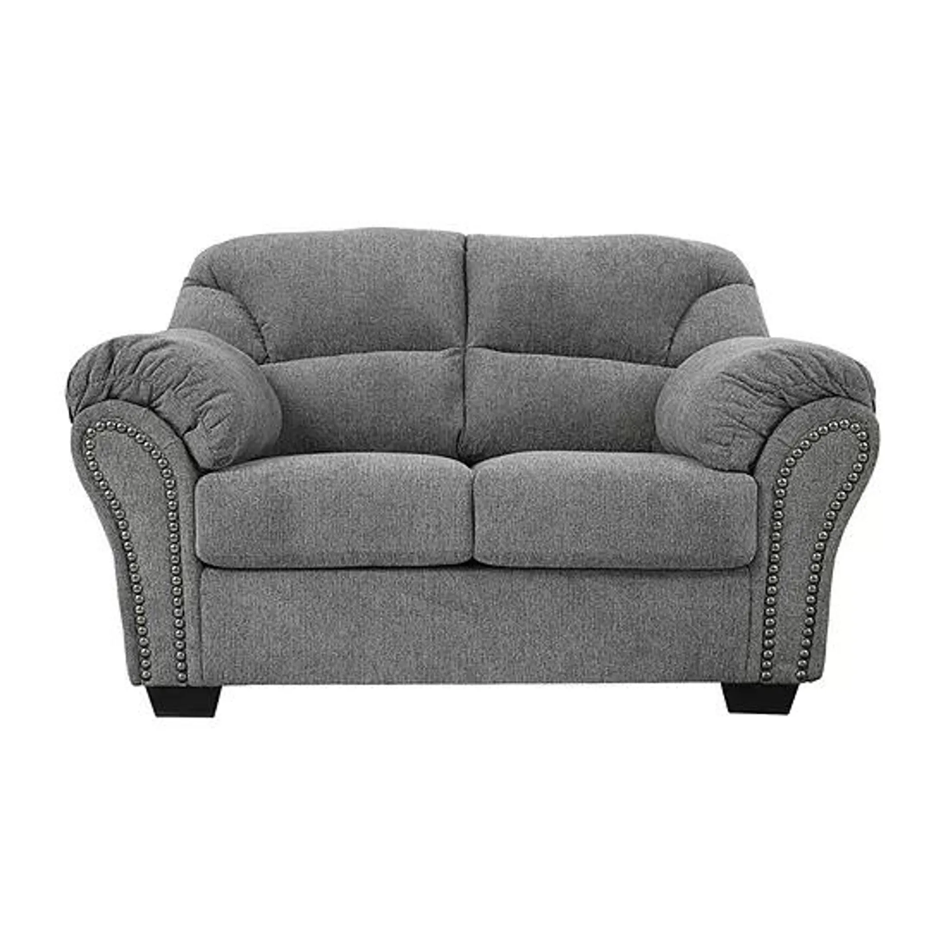 Signature Design by Ashley® Aldin Pad-Arm Upholstered Loveseat in Pewter