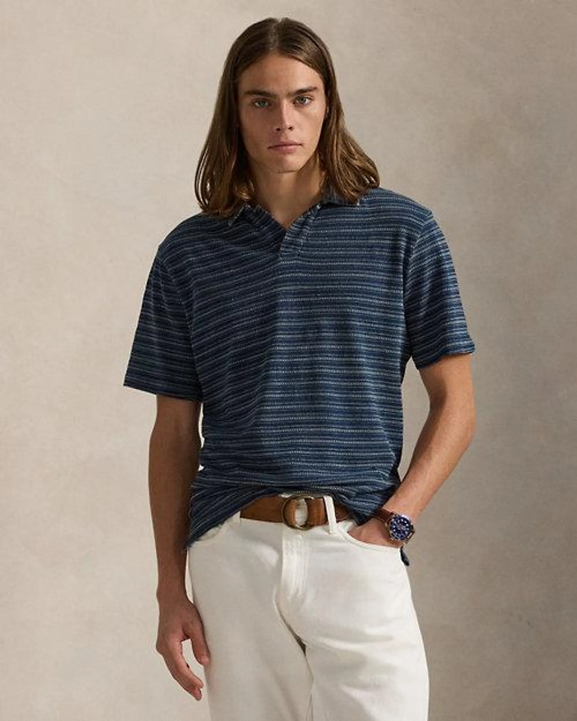 Standard Fit Striped Jersey Polo Shirt