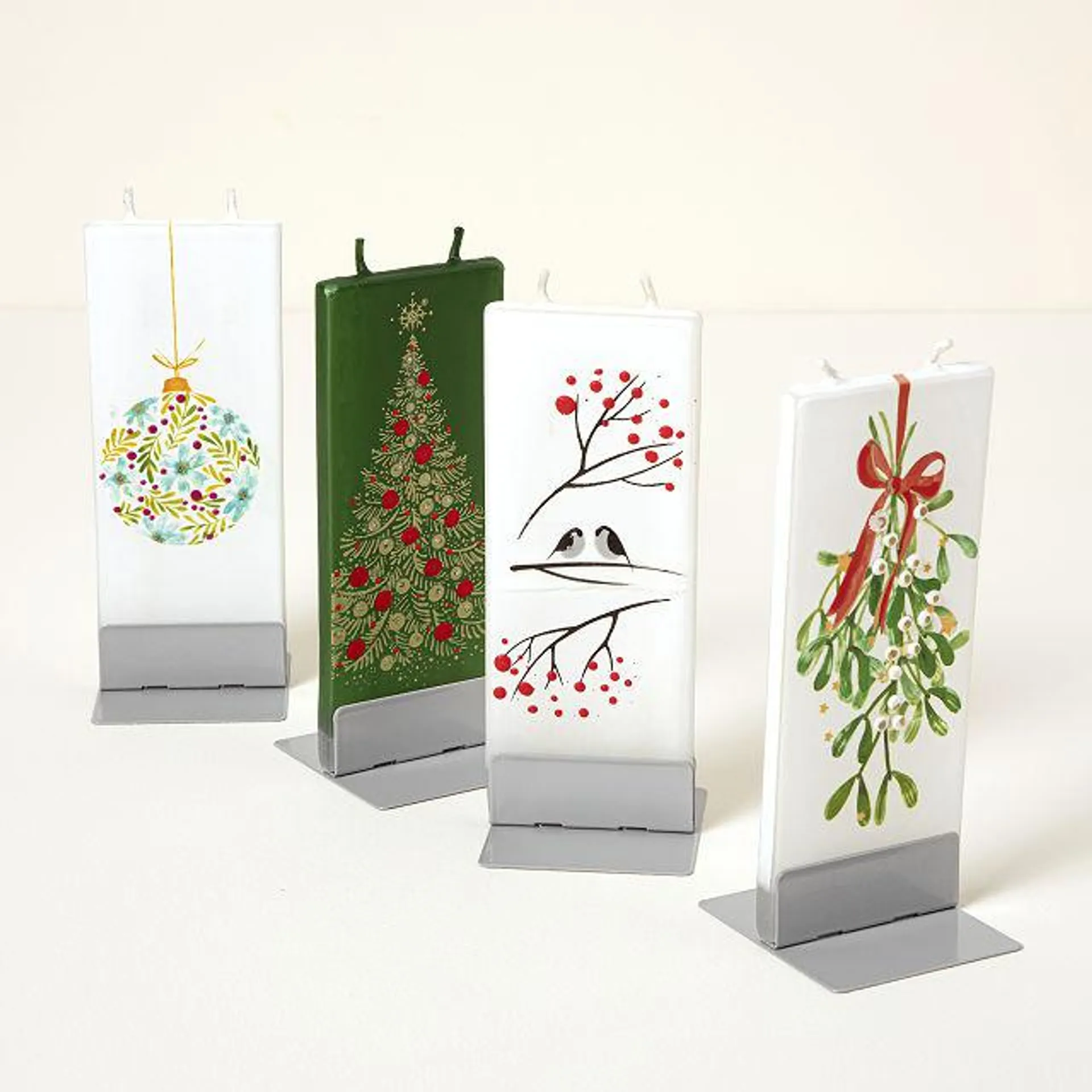 Hand-Painted Holiday Flat Candle
