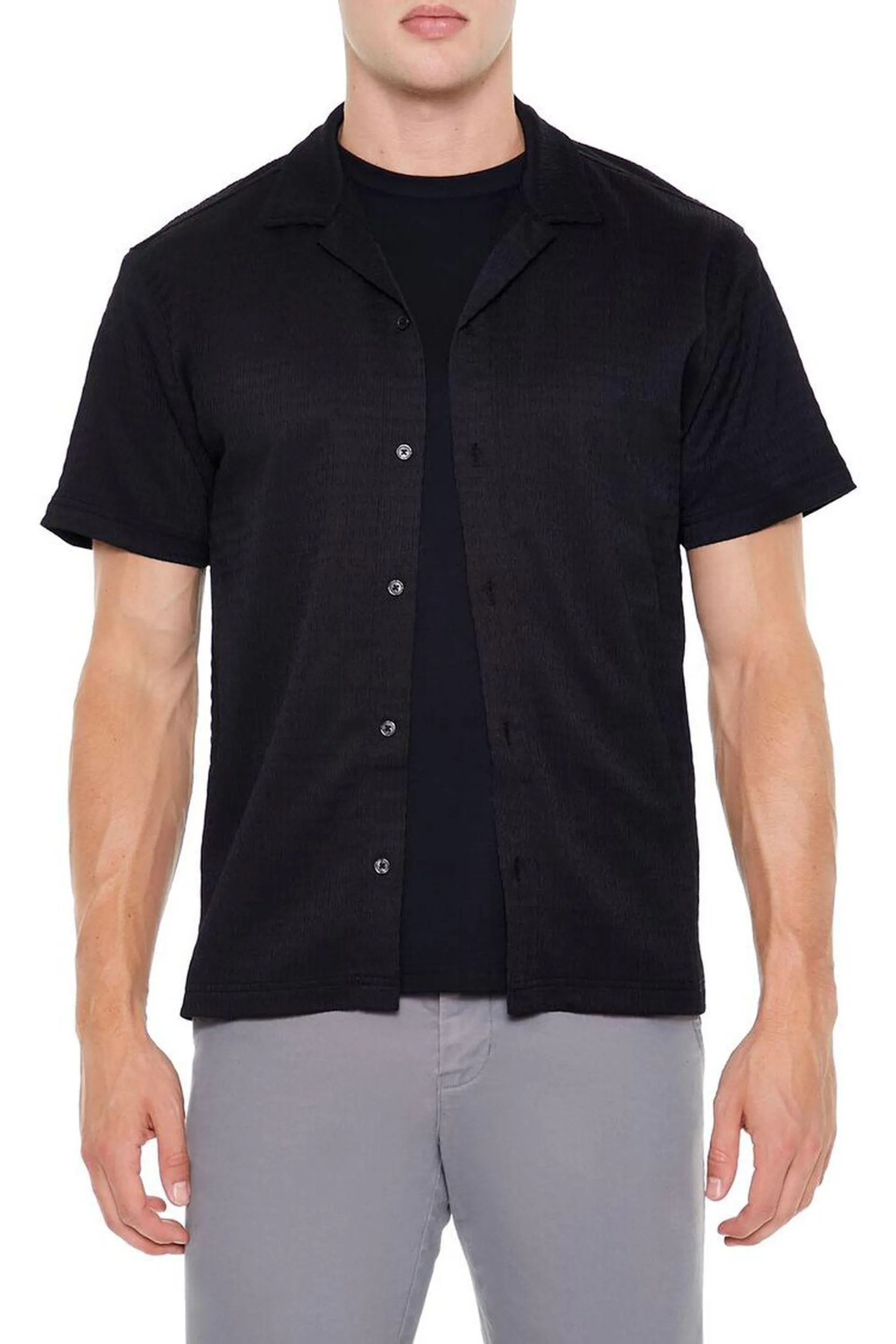 Textured Cuban-Collar Shirt