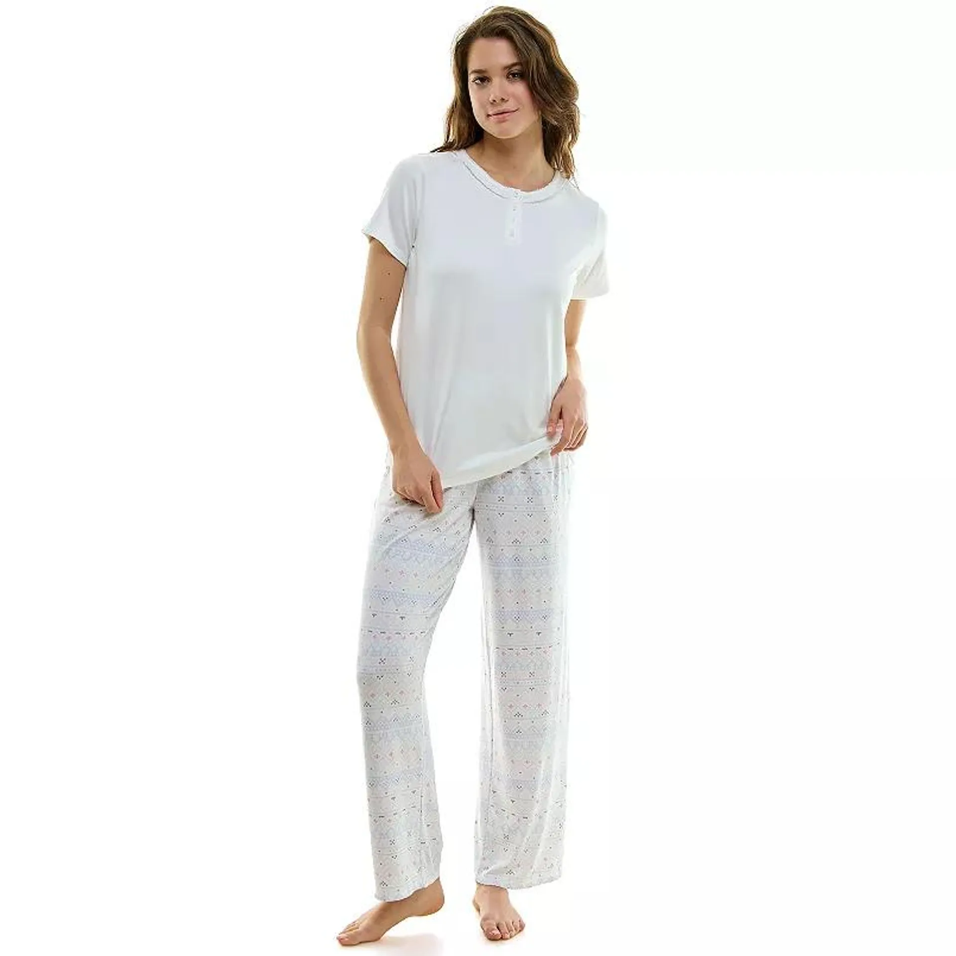 Women's Croft & Barrow® Short Sleeve Pajama Top & Pajama Pants Set