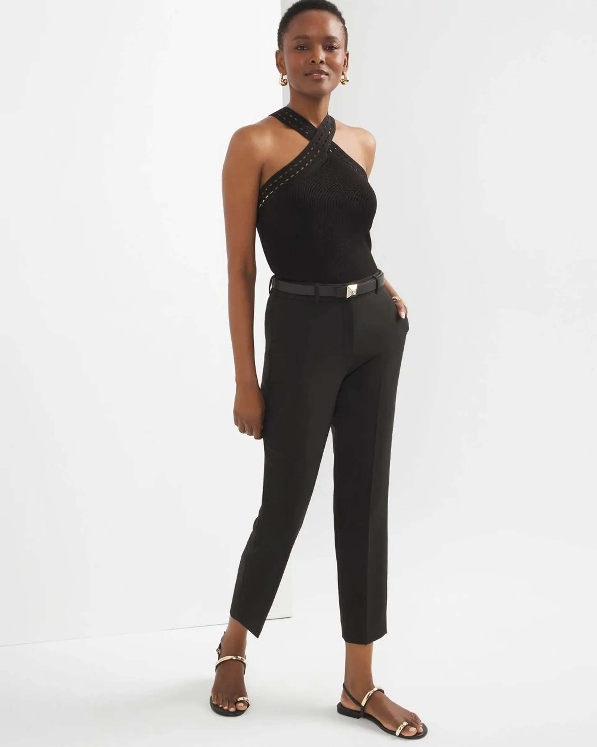 WHBM ® Elle Slim Ankle Luxe Double Weave Pants