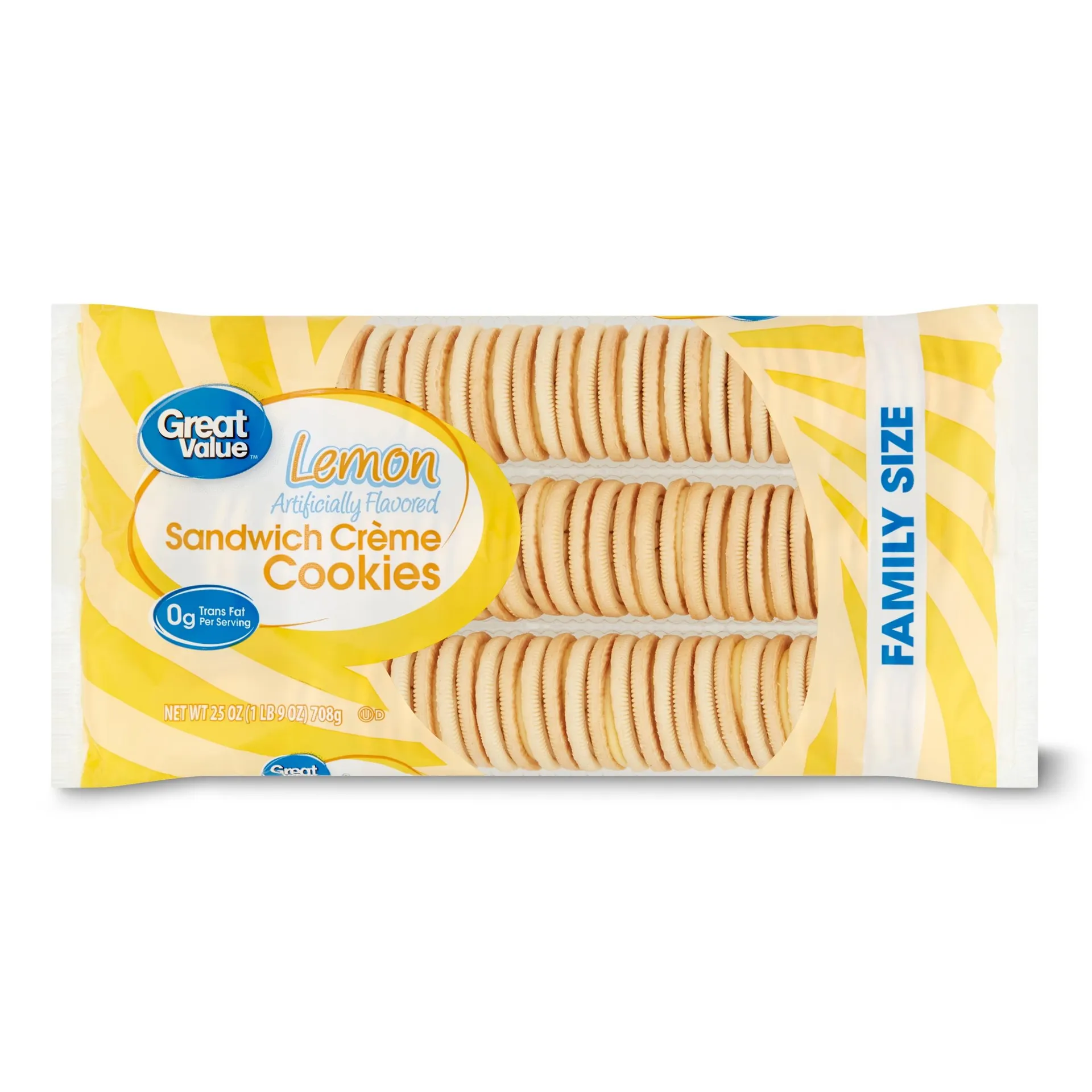 Great Value Lemon Sandwich Crème Cookies, Family Size, 25 oz