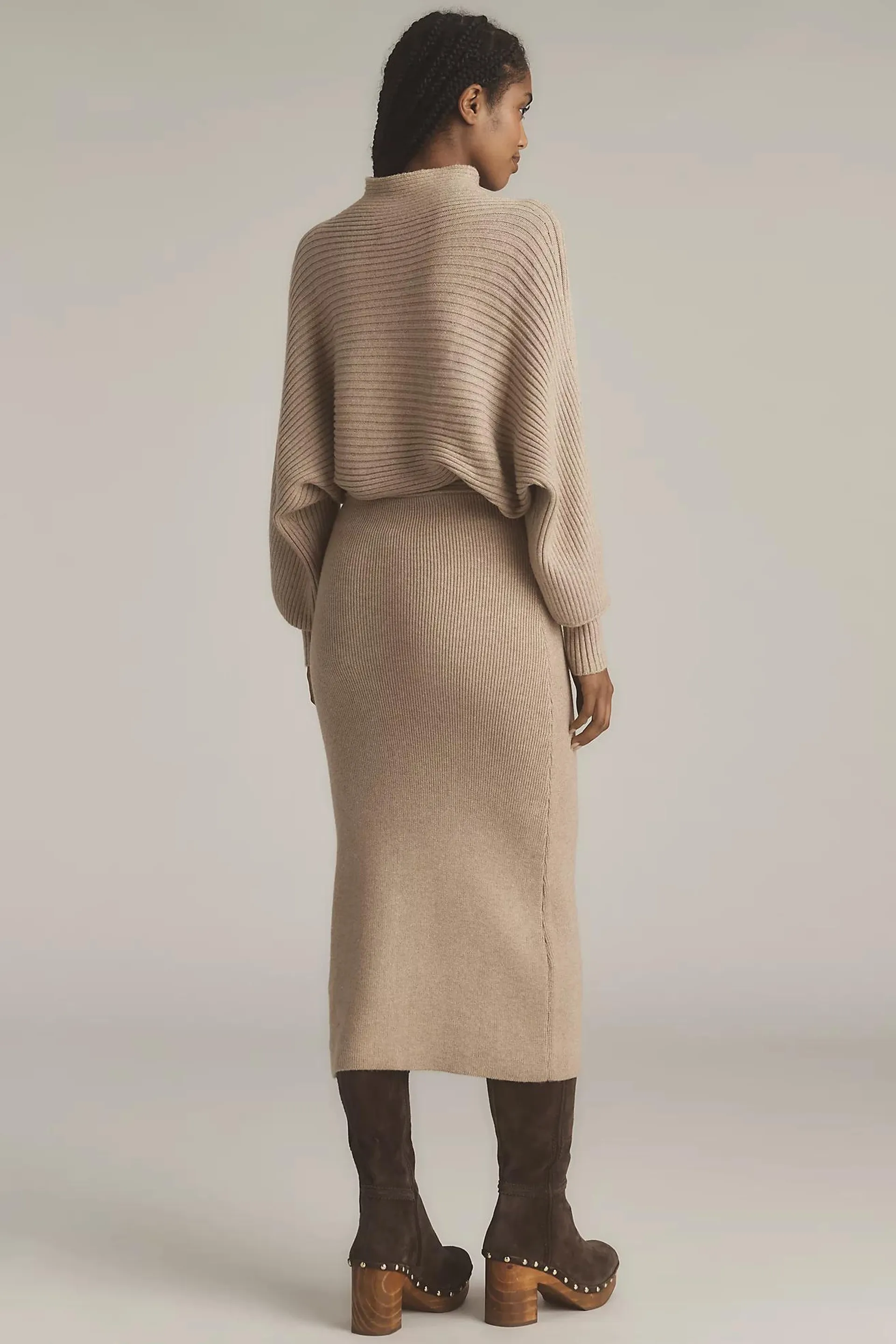 By Anthropologie Long-Sleeve Slim Sweater Midi Dress