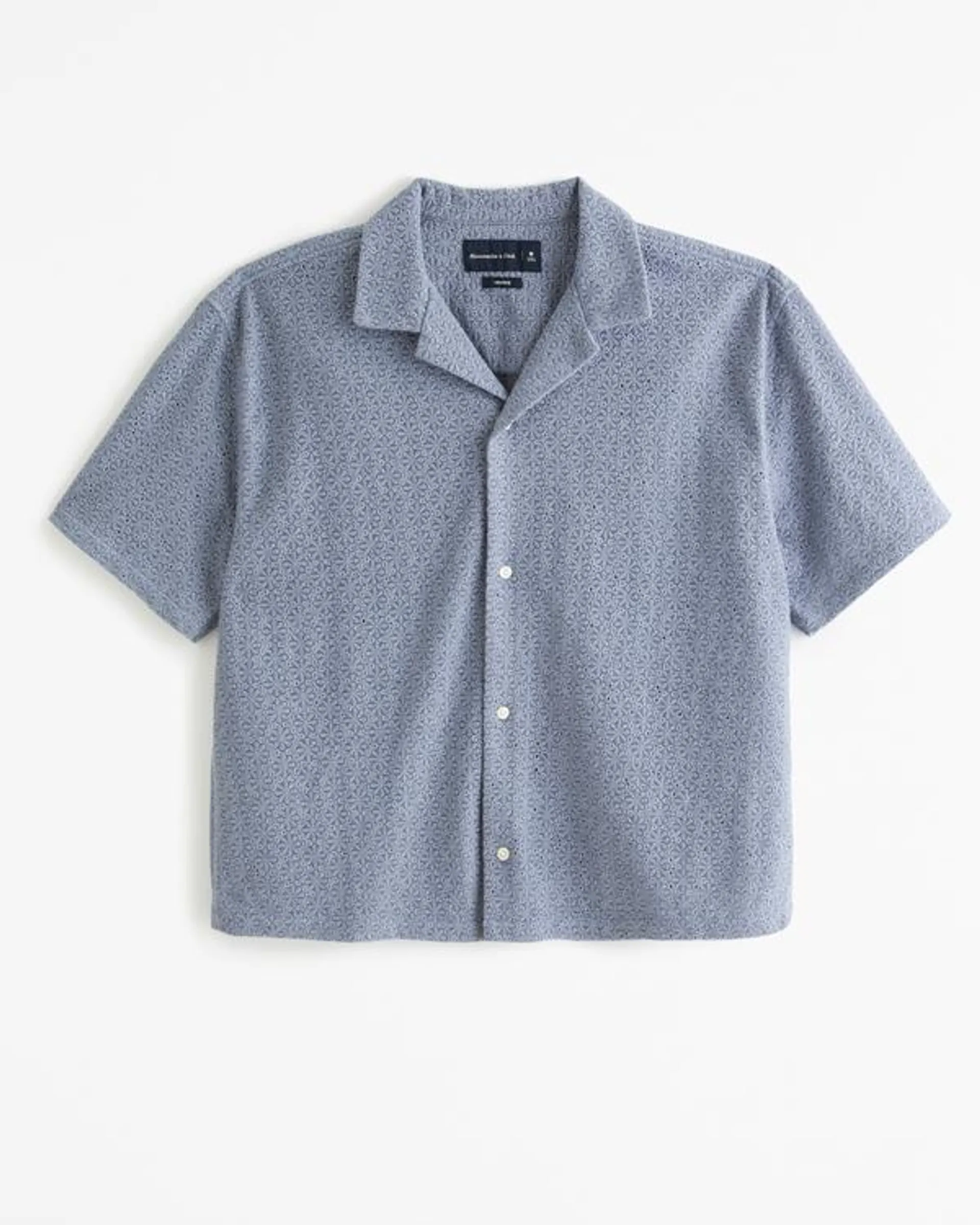 Camp Collar Cropped Lace Shirt