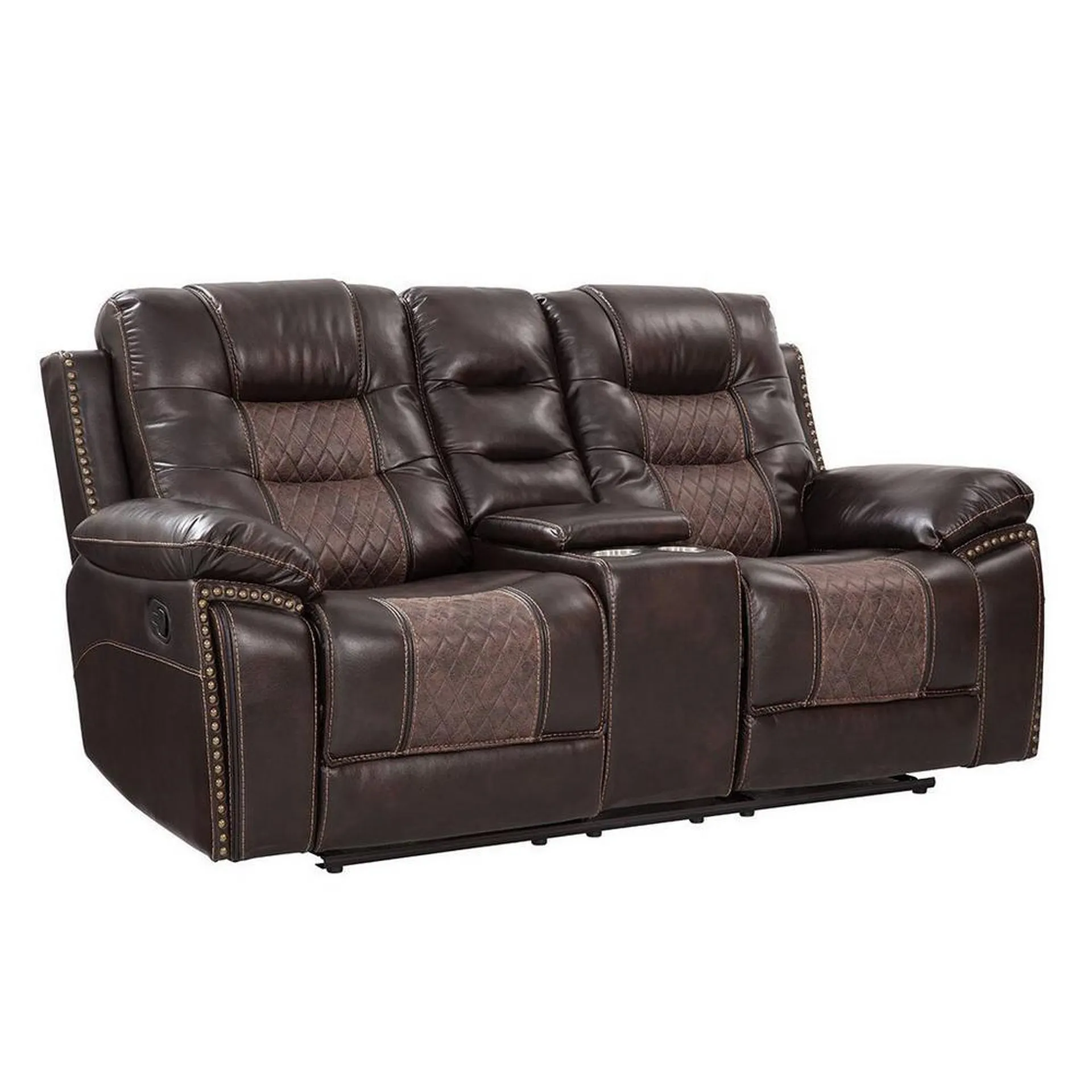 Commodore USB Reclining Console Loveseat with Gliders